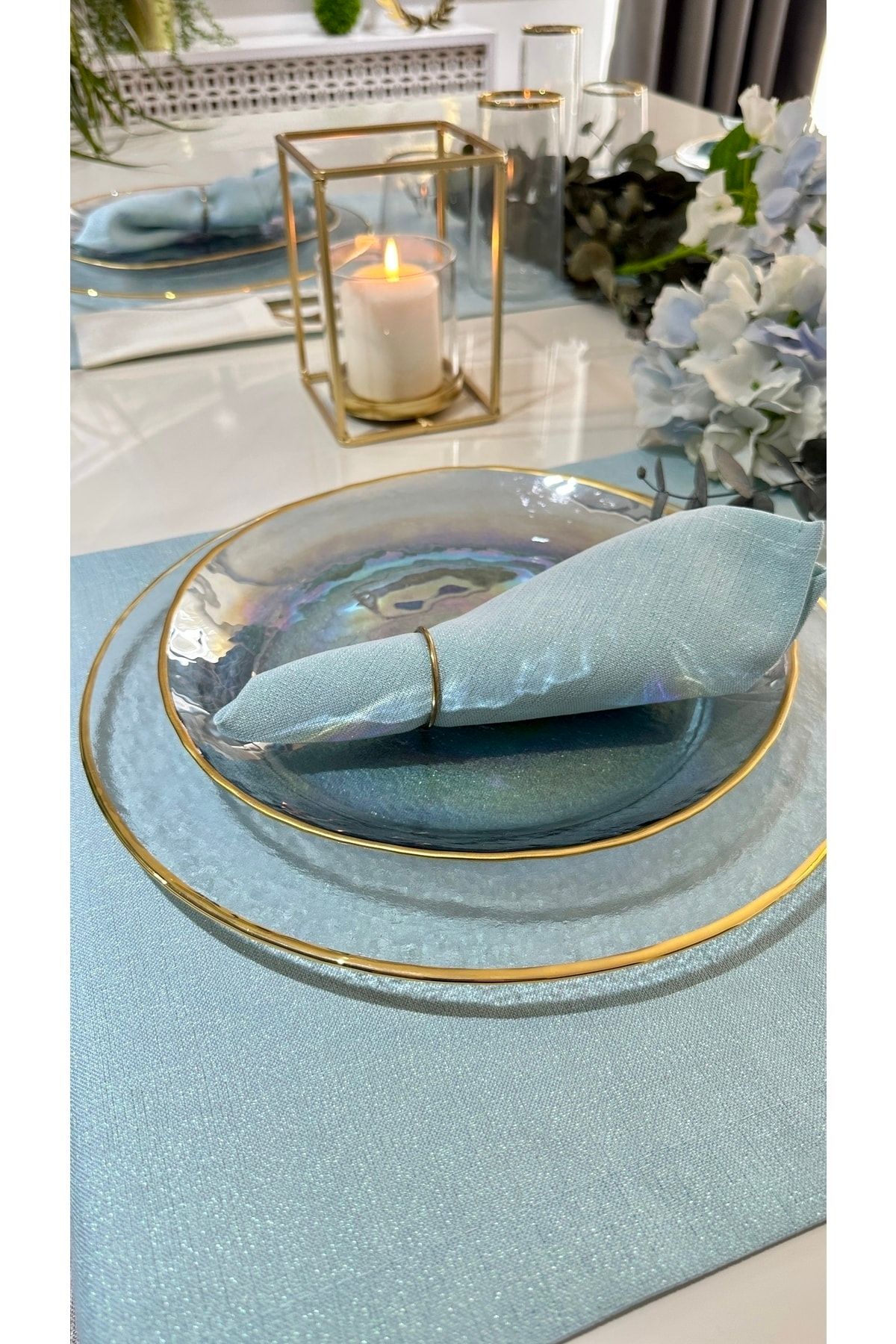 Keten Dokulu Simli Mint Yeşili Dertsiz Runner