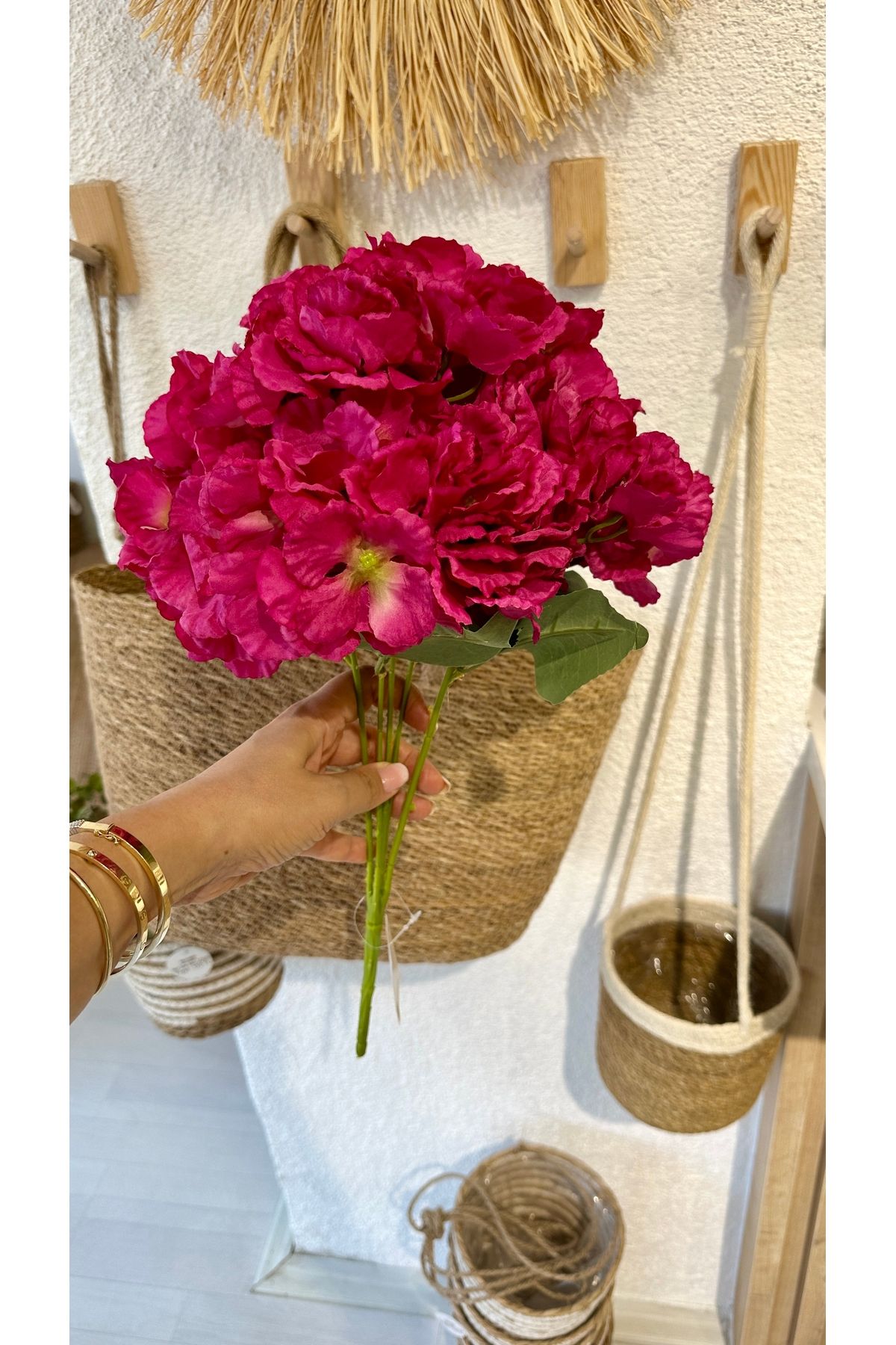 Büyük Demet Yapay Fuşya Pembe Ortanca