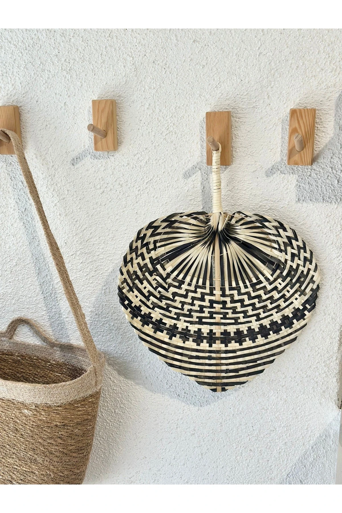 Bohem Hasır Duvar Dekoru Siyah 40 x 32 cm