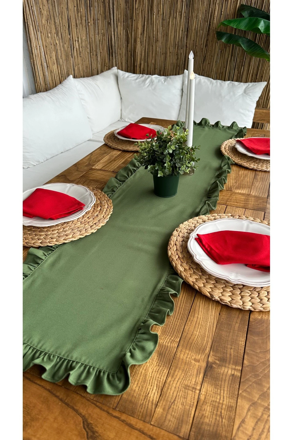 Tam Fırfırlı Runner Leke Tutmaz 40x160 cm 