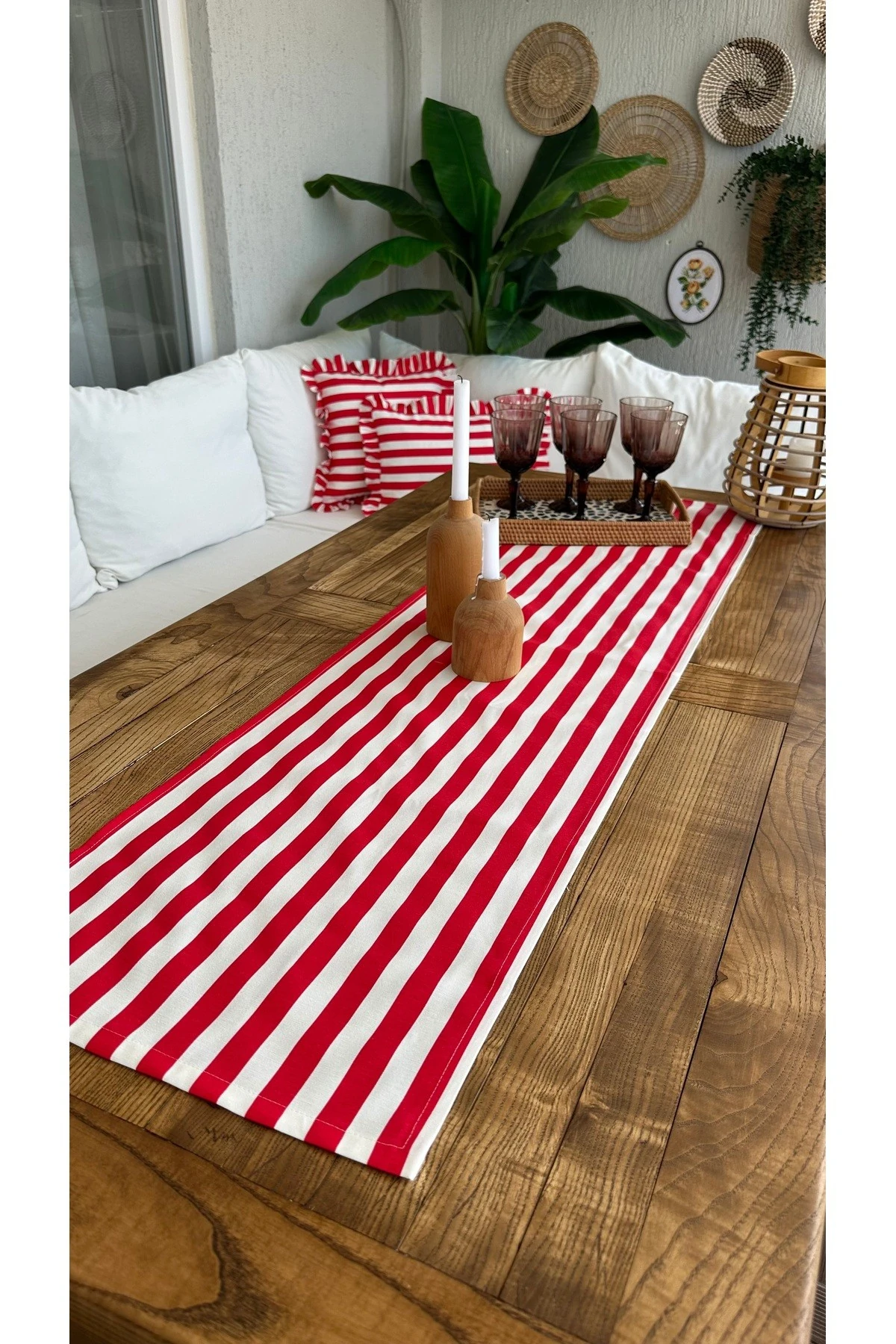 Çizgili Dertsiz Leke Tutmaz, Sıvı Geçirmez Runner - 5