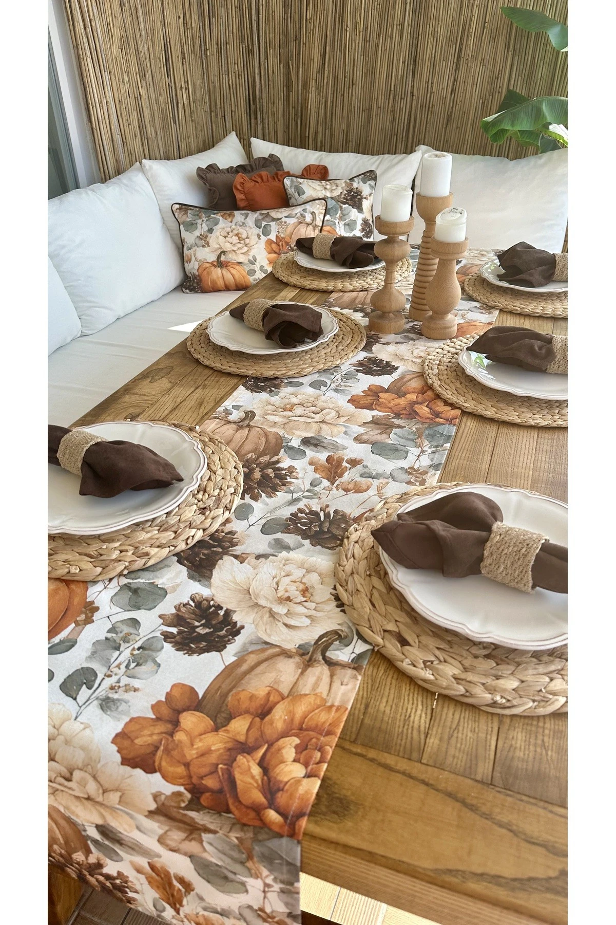 Bal Kabağı Desenli Runner