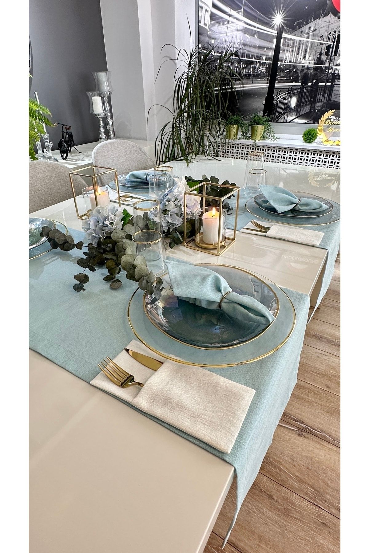 Keten Dokulu Simli Mint Yeşili Dertsiz Runner