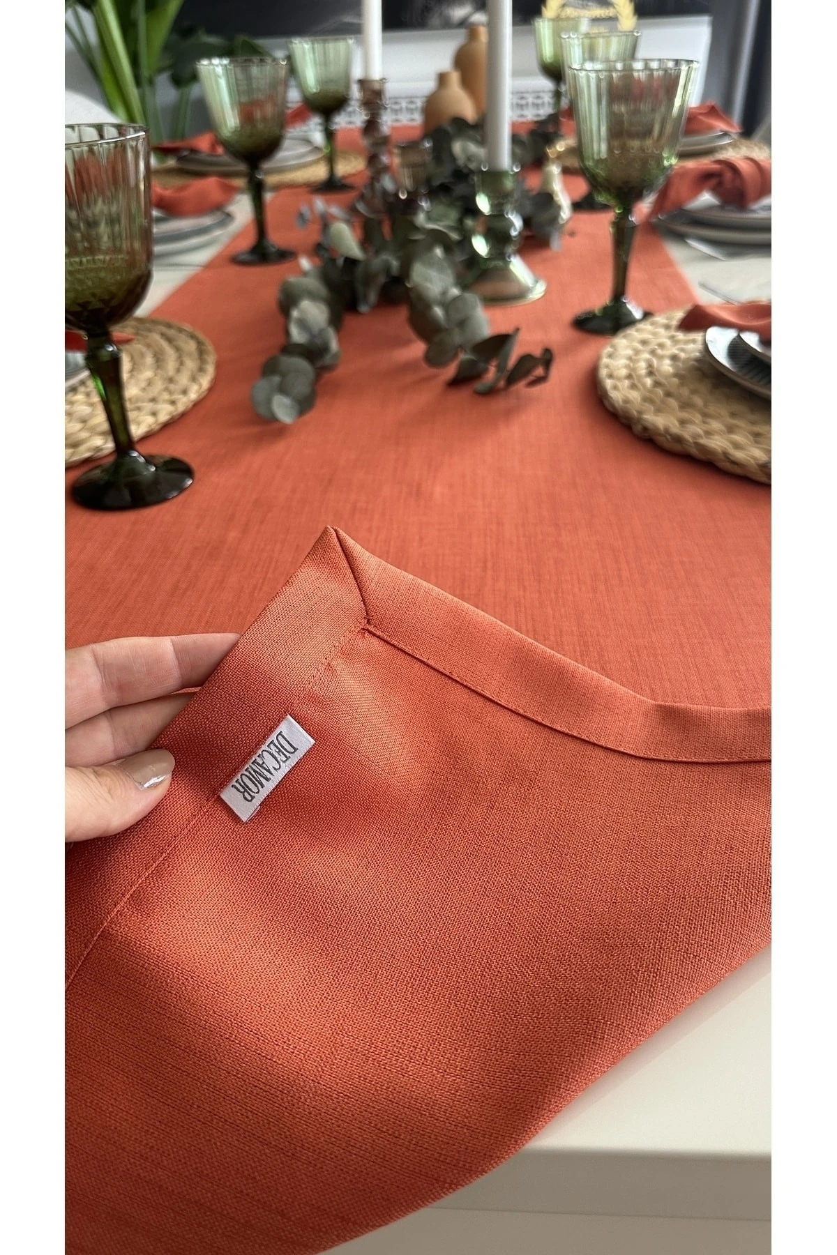 Keten Dokulu Kiremit Tarçın Runner