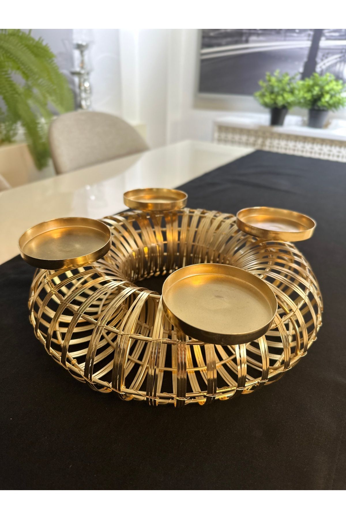 Gold Rengi Metal Dekoratif Mumluk (Mum Dahil Değildir )