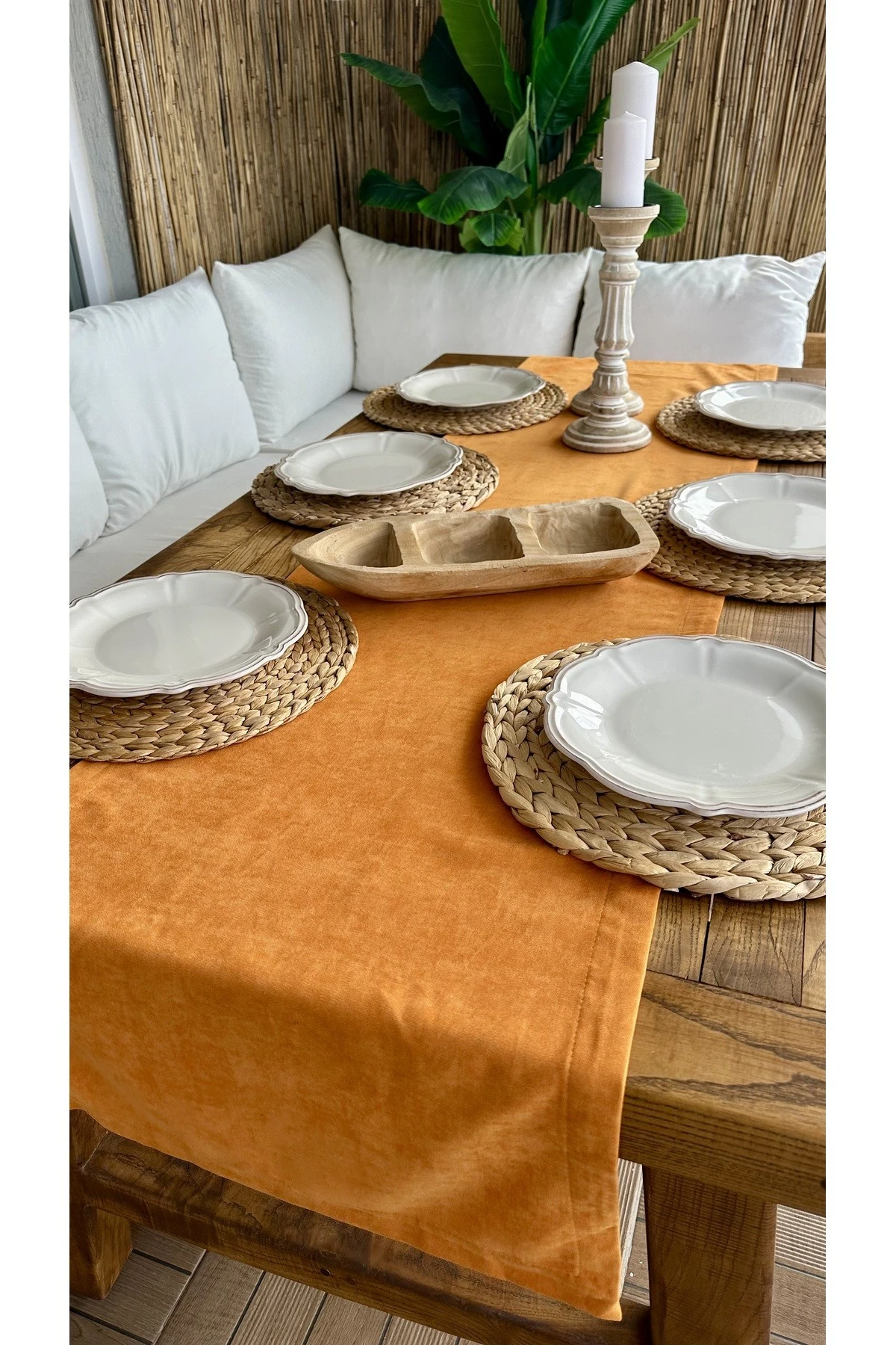 Kadife Dokulu Dertsiz Turuncu Runner