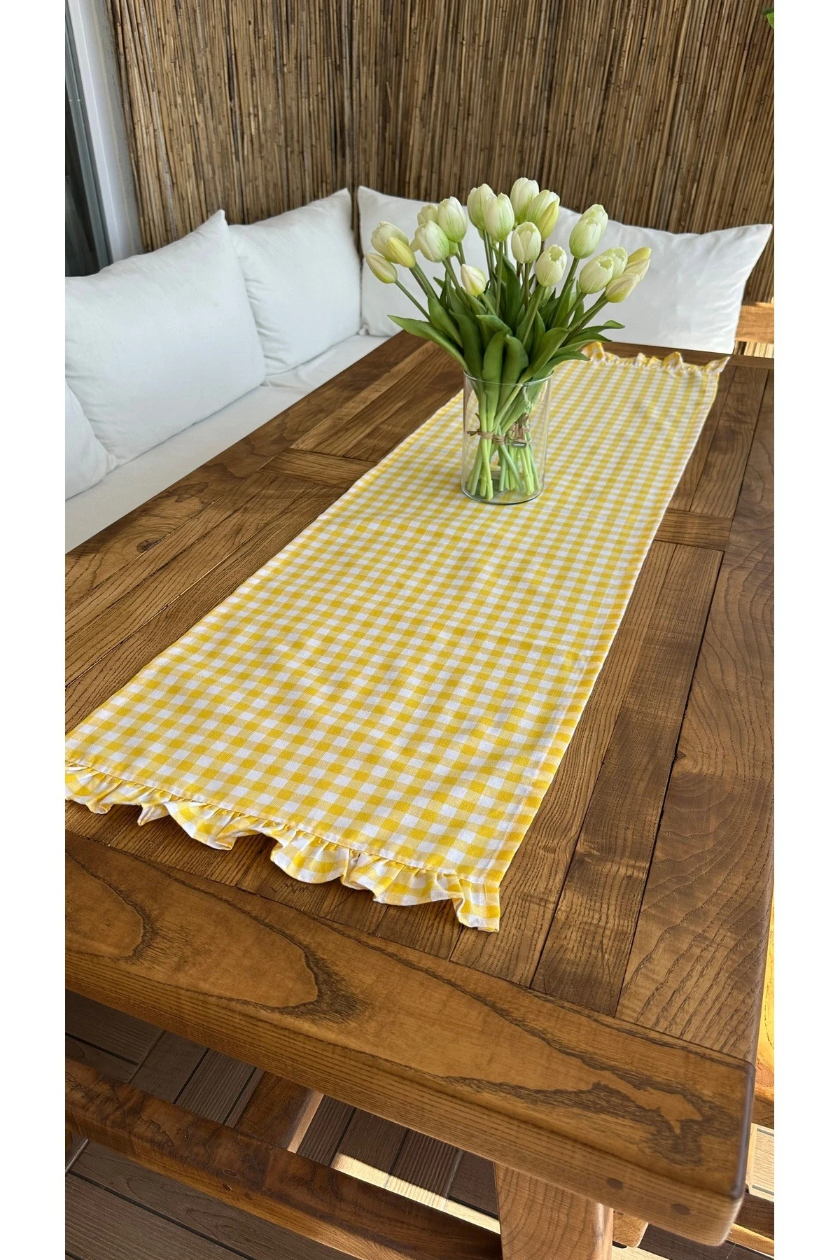 Sarı Pötikareli Fırfırlı Runner