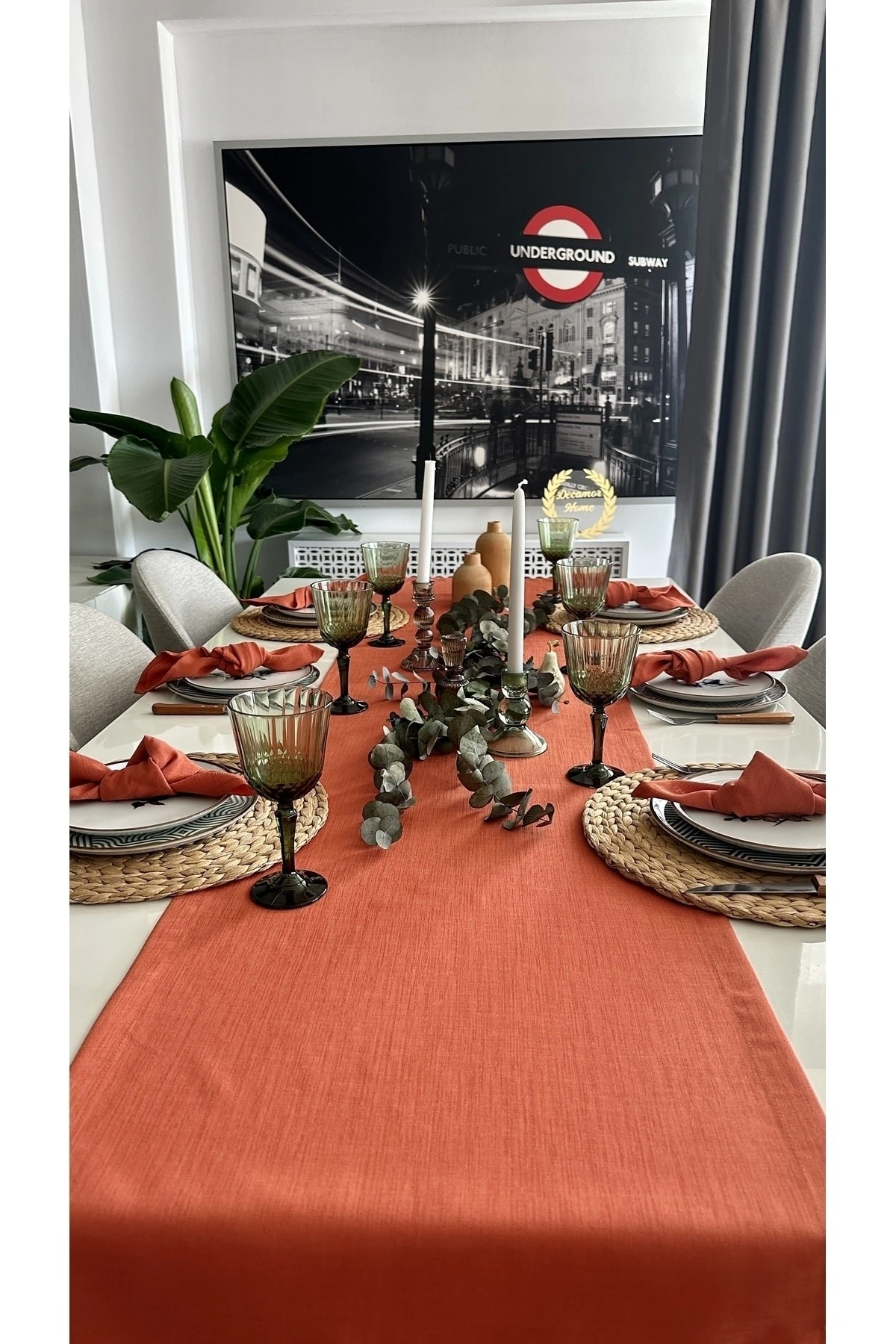 Keten Dokulu Kiremit Tarçın Runner