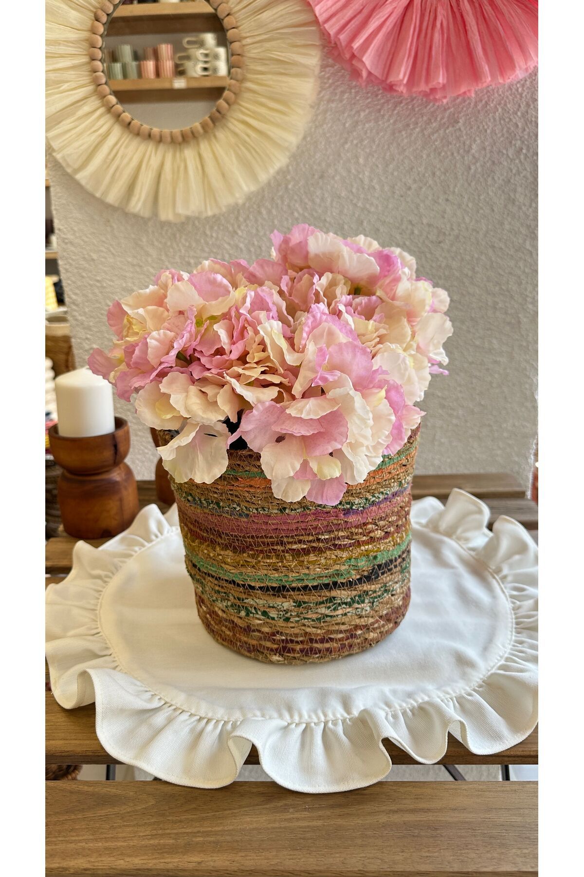 Renkli Hasır Saksı