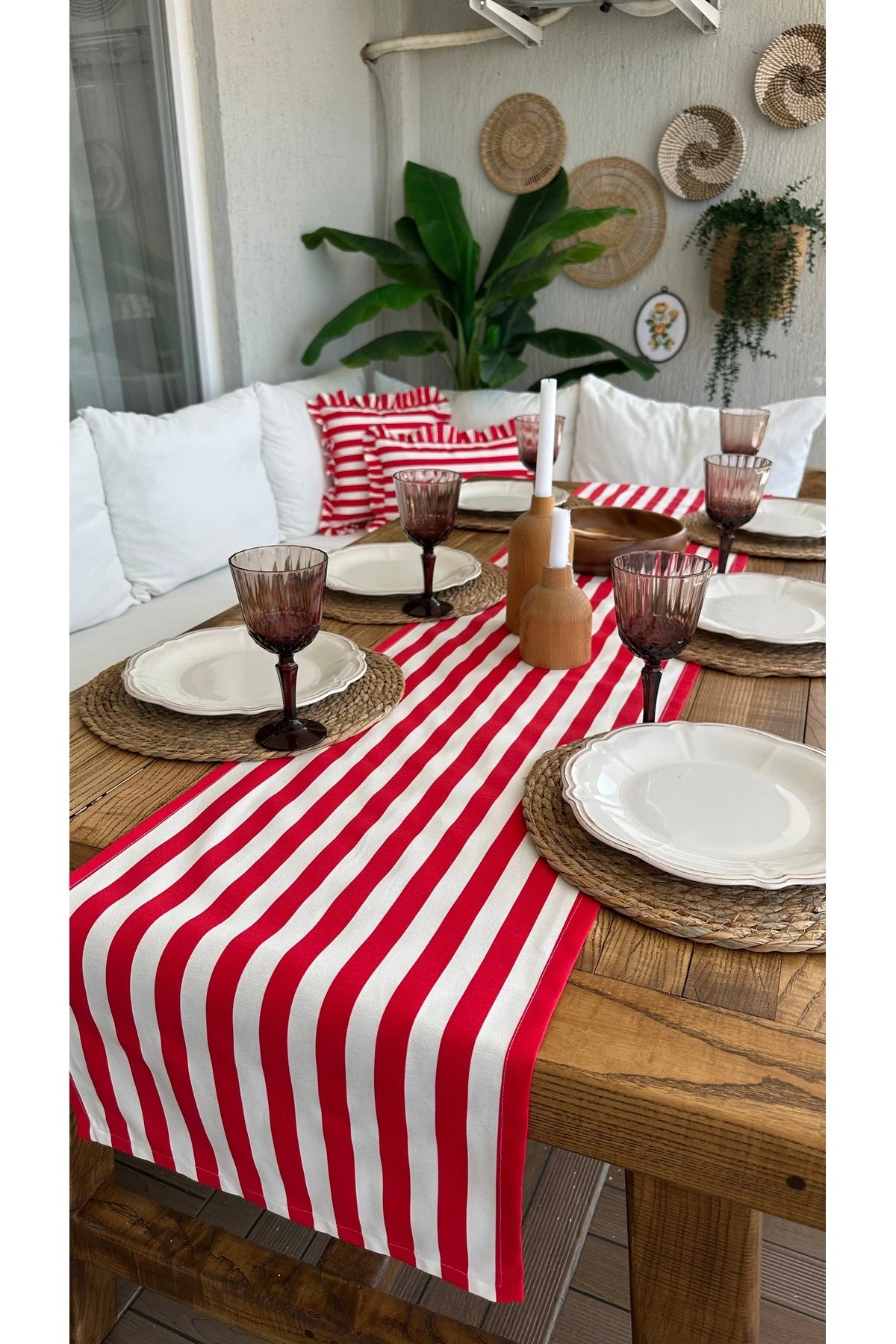 Çizgili Dertsiz Leke Tutmaz, Sıvı Geçirmez Runner - 5