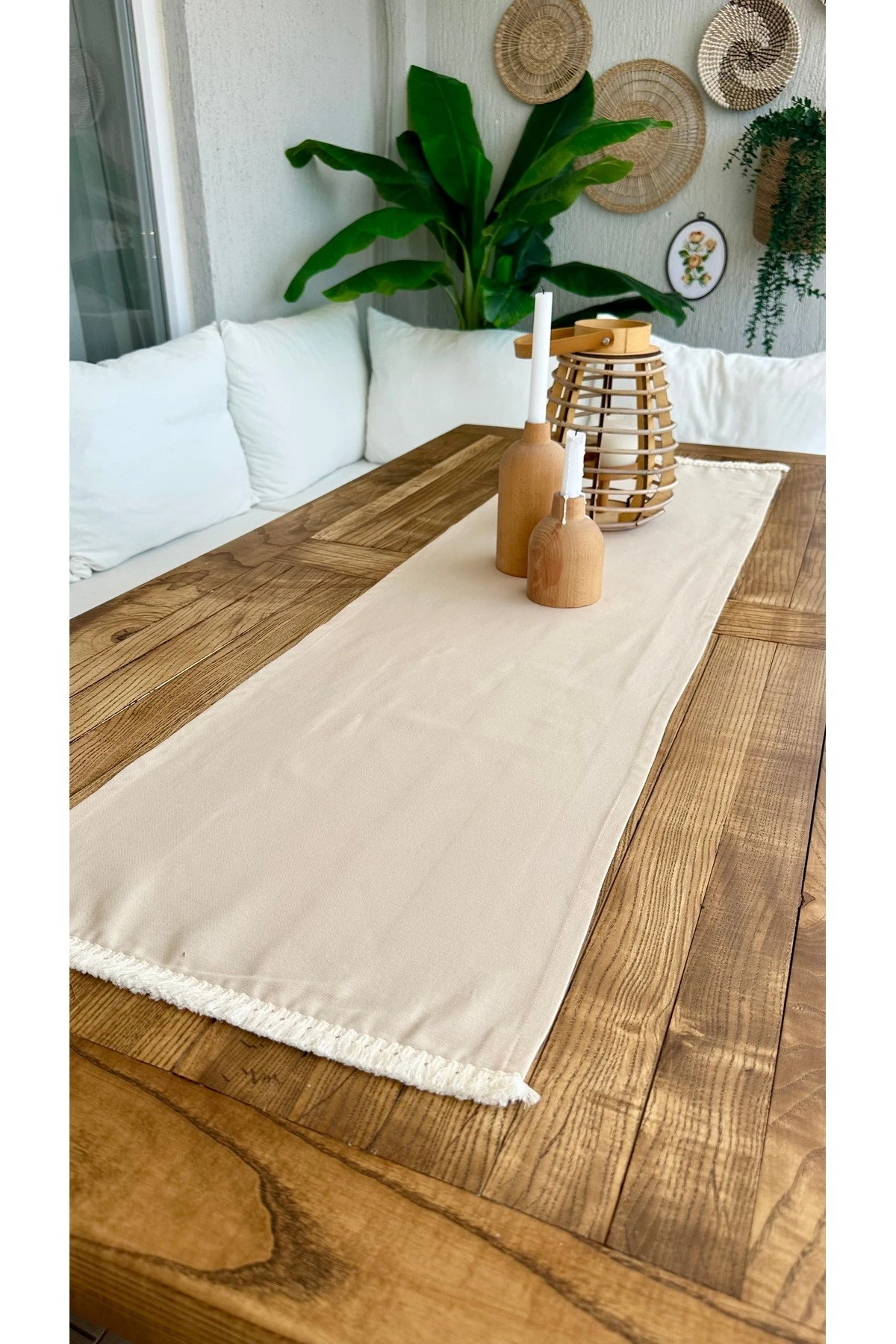 Püsküllü Leke Tutmaz Bej Runner