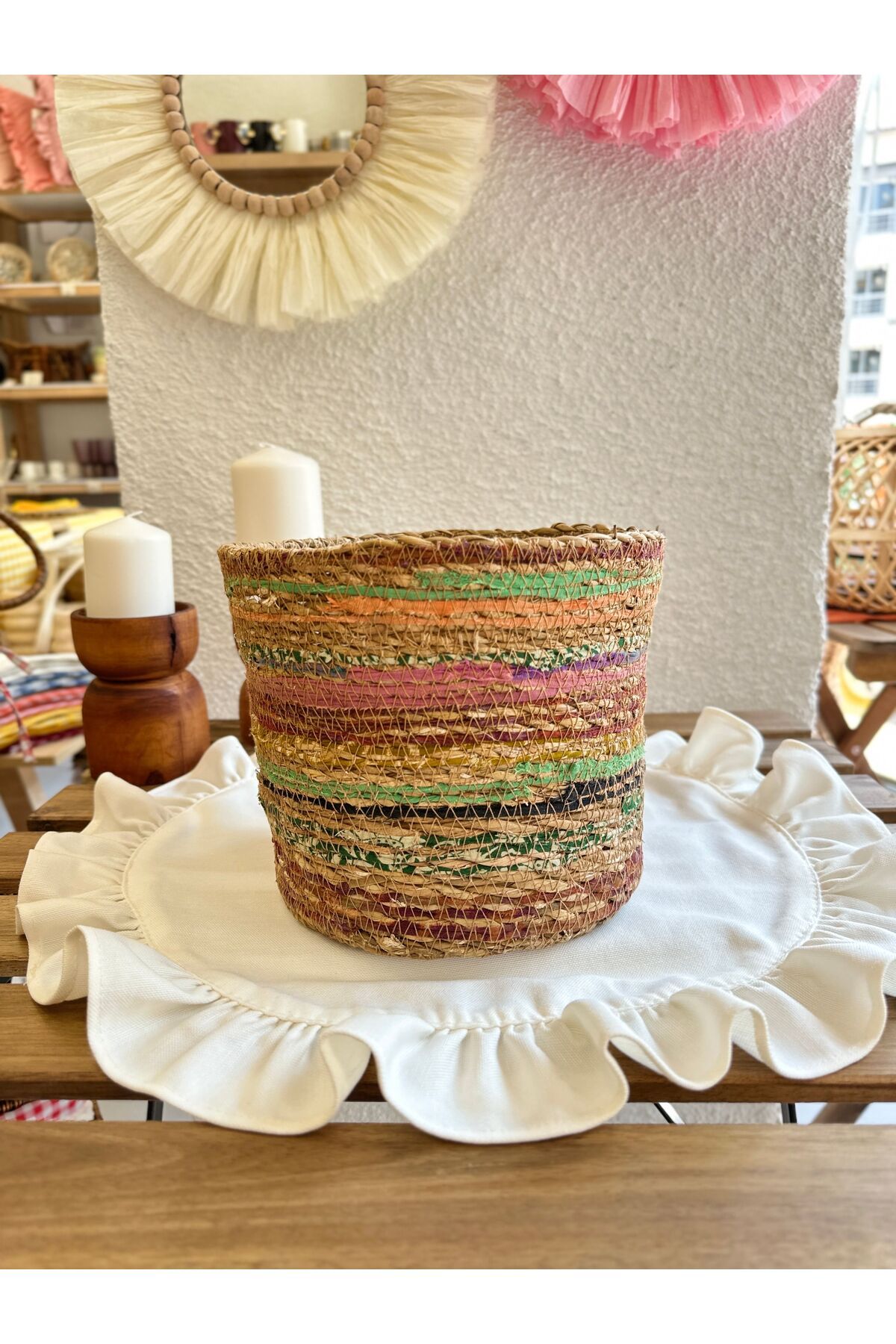 Renkli Hasır Saksı
