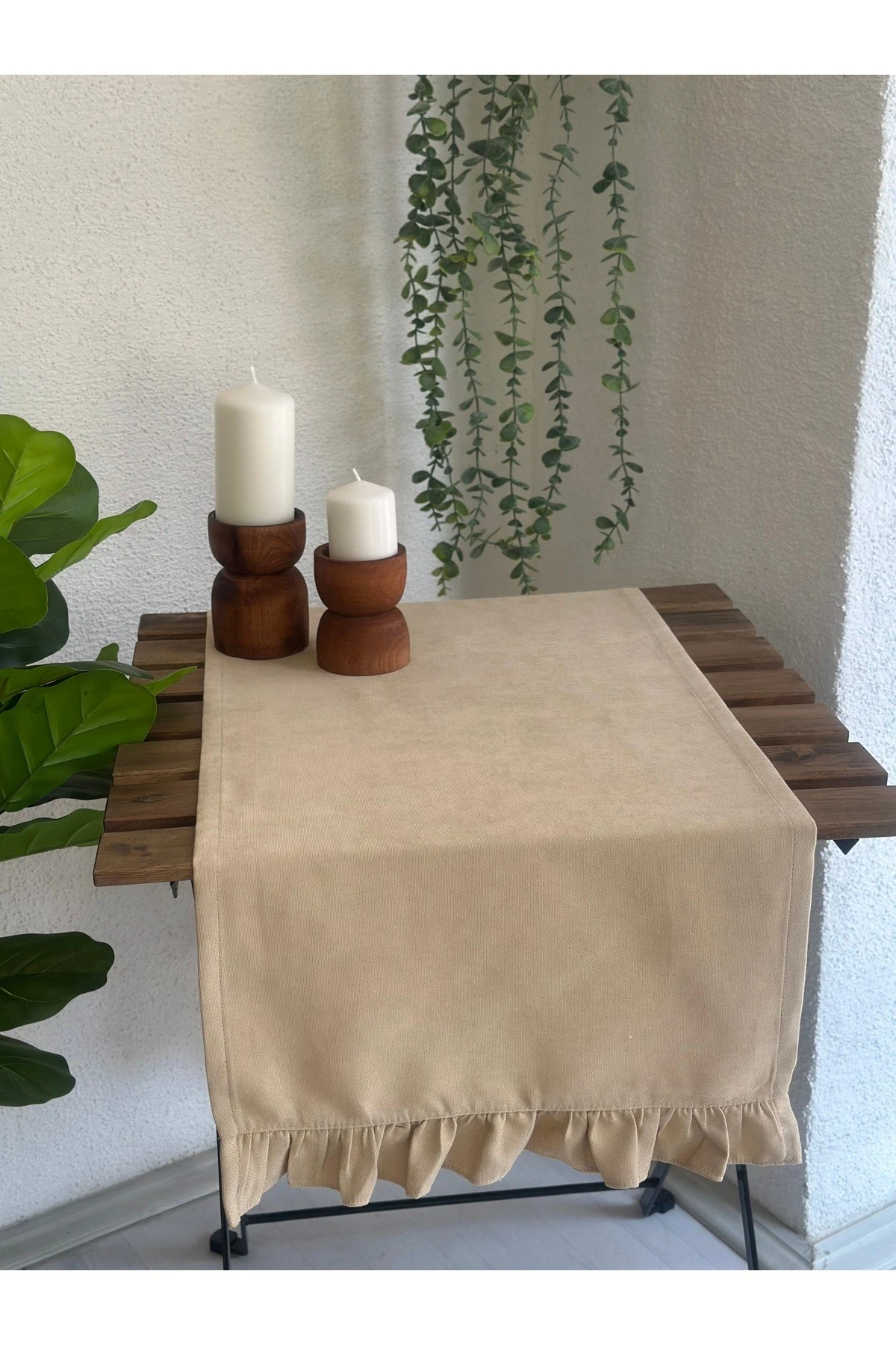 Vintage Kadife Dokulu Fırfırlı Runner - 7