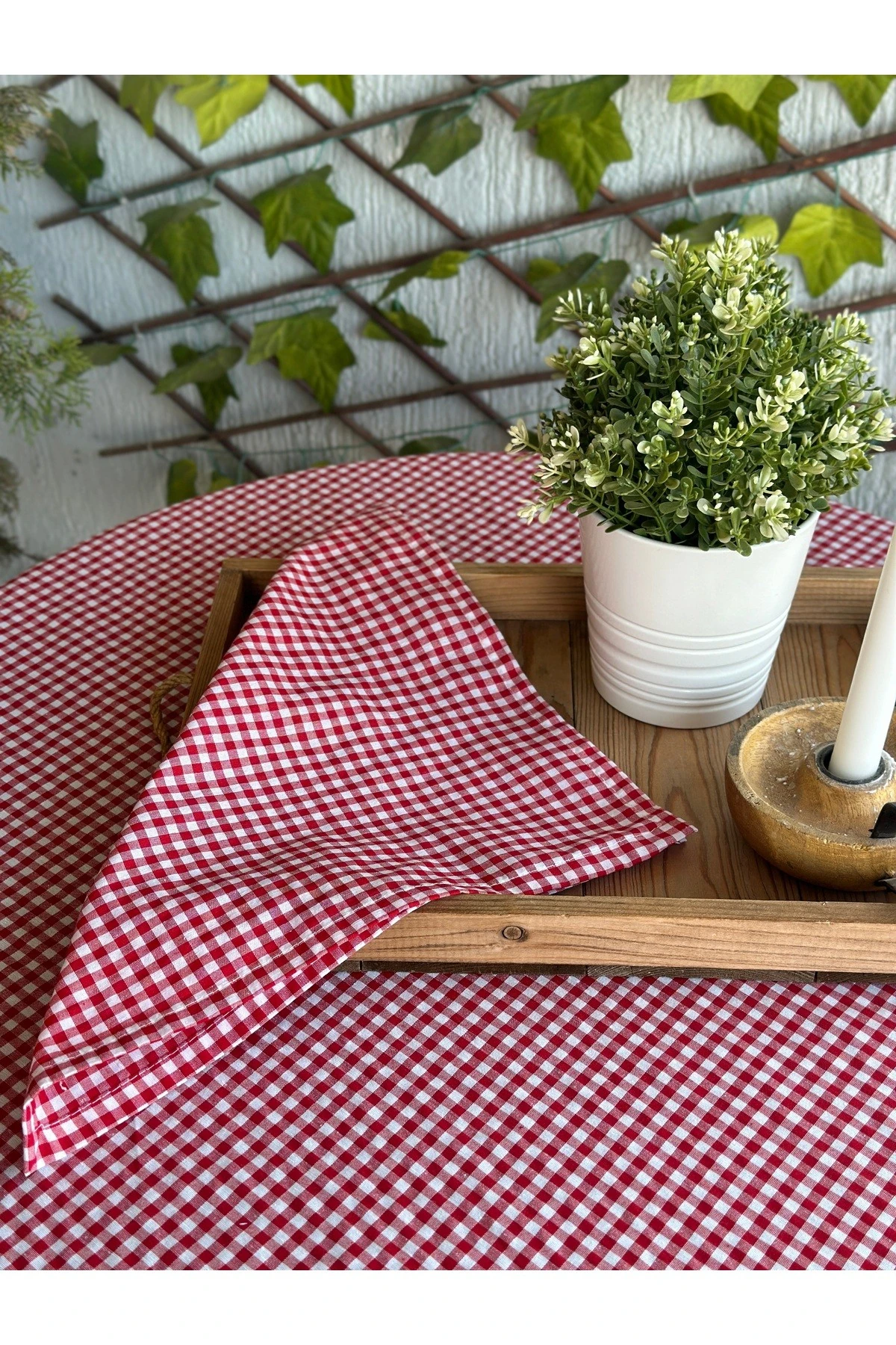 6 Adet Thin Keten Pötikareli Kumaş Peçete