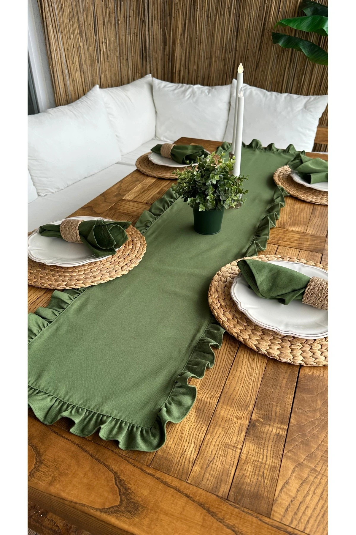 Tam Fırfırlı Runner Leke Tutmaz 40x160 cm 