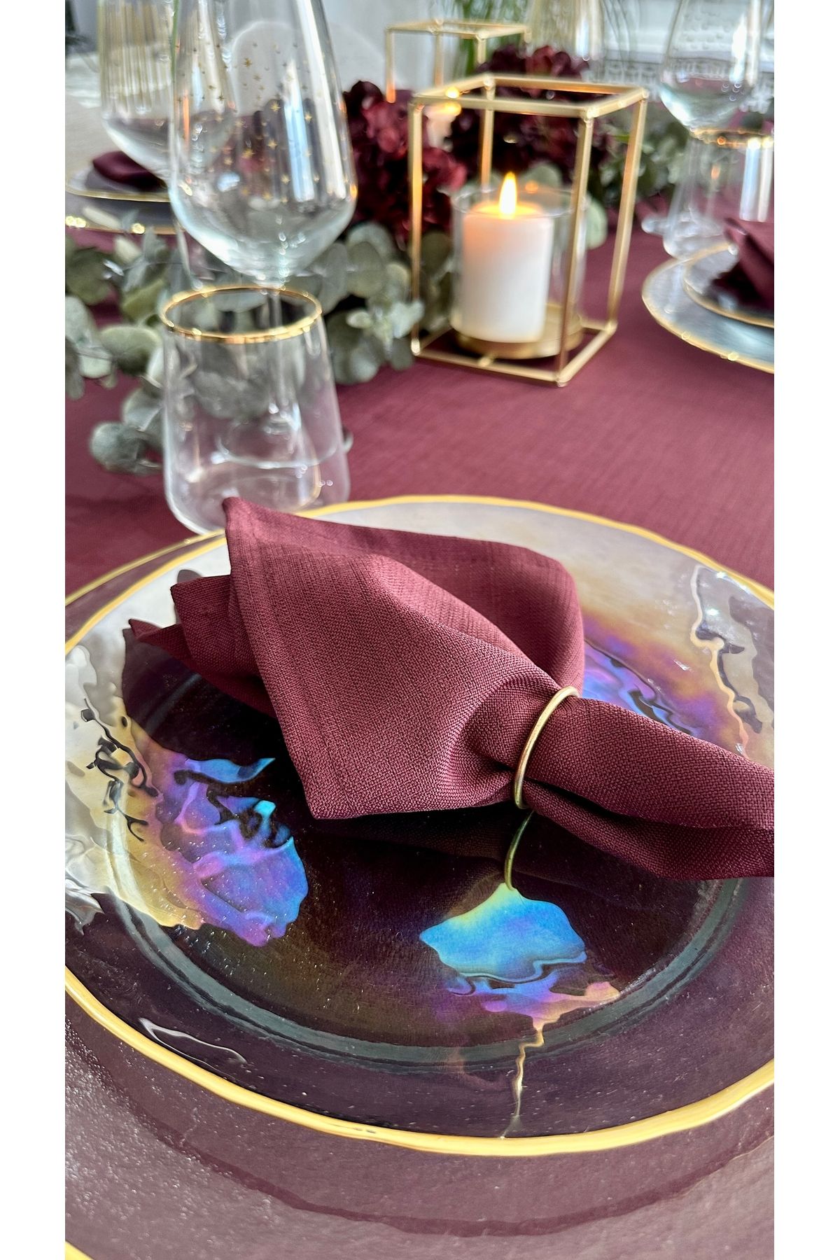 6'lı Keten Dokulu Dertsiz Kumaş Peçete - 5