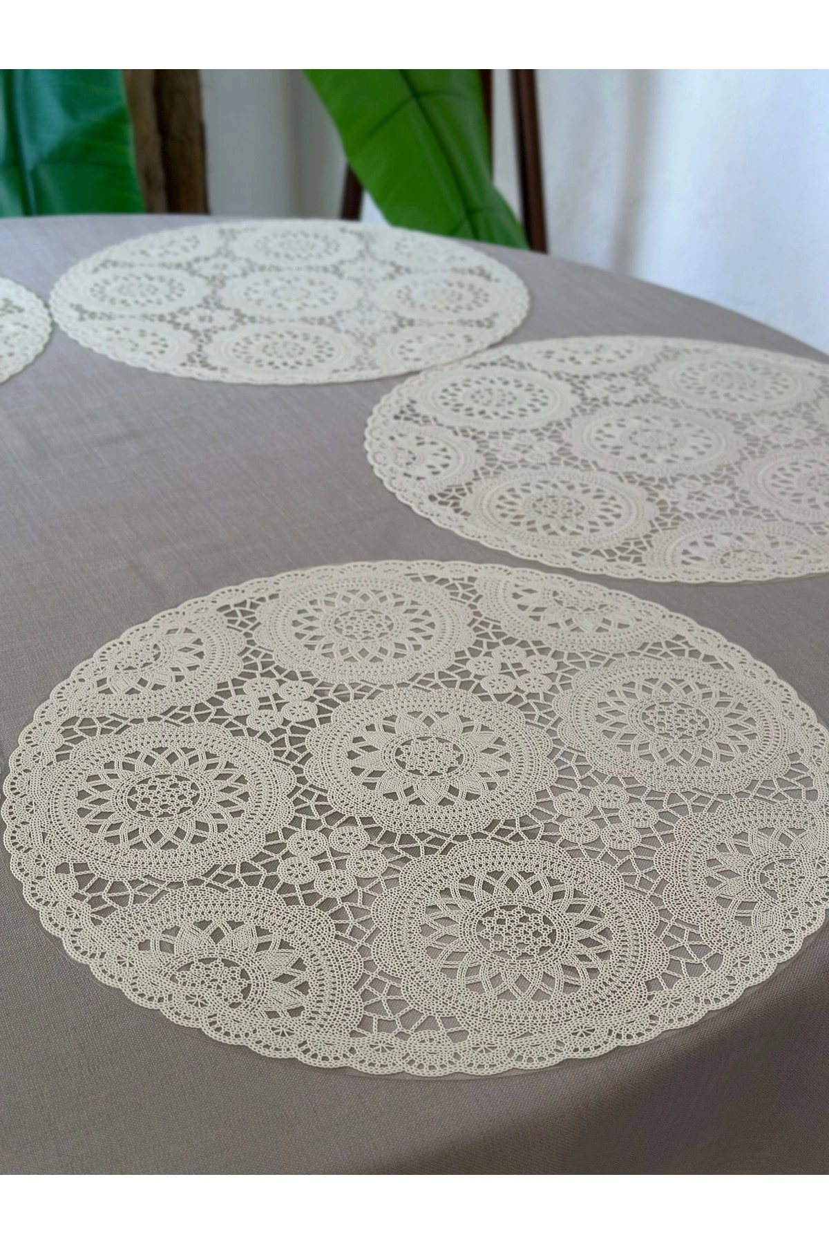 6 Ad Temizliği Kolay Dantel Görünüm Krem Amerikan Servis Supla