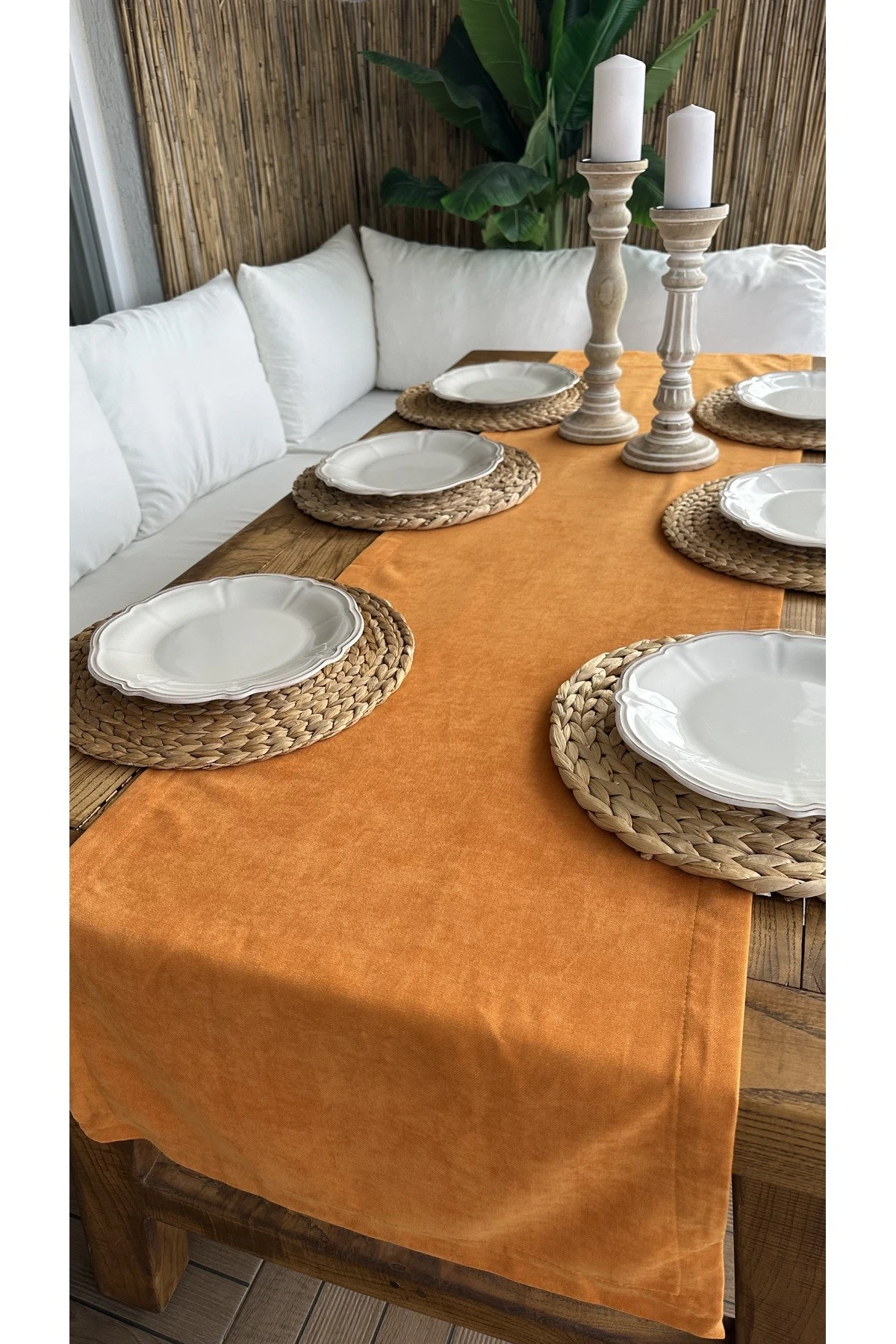 Kadife Dokulu Dertsiz Turuncu Runner