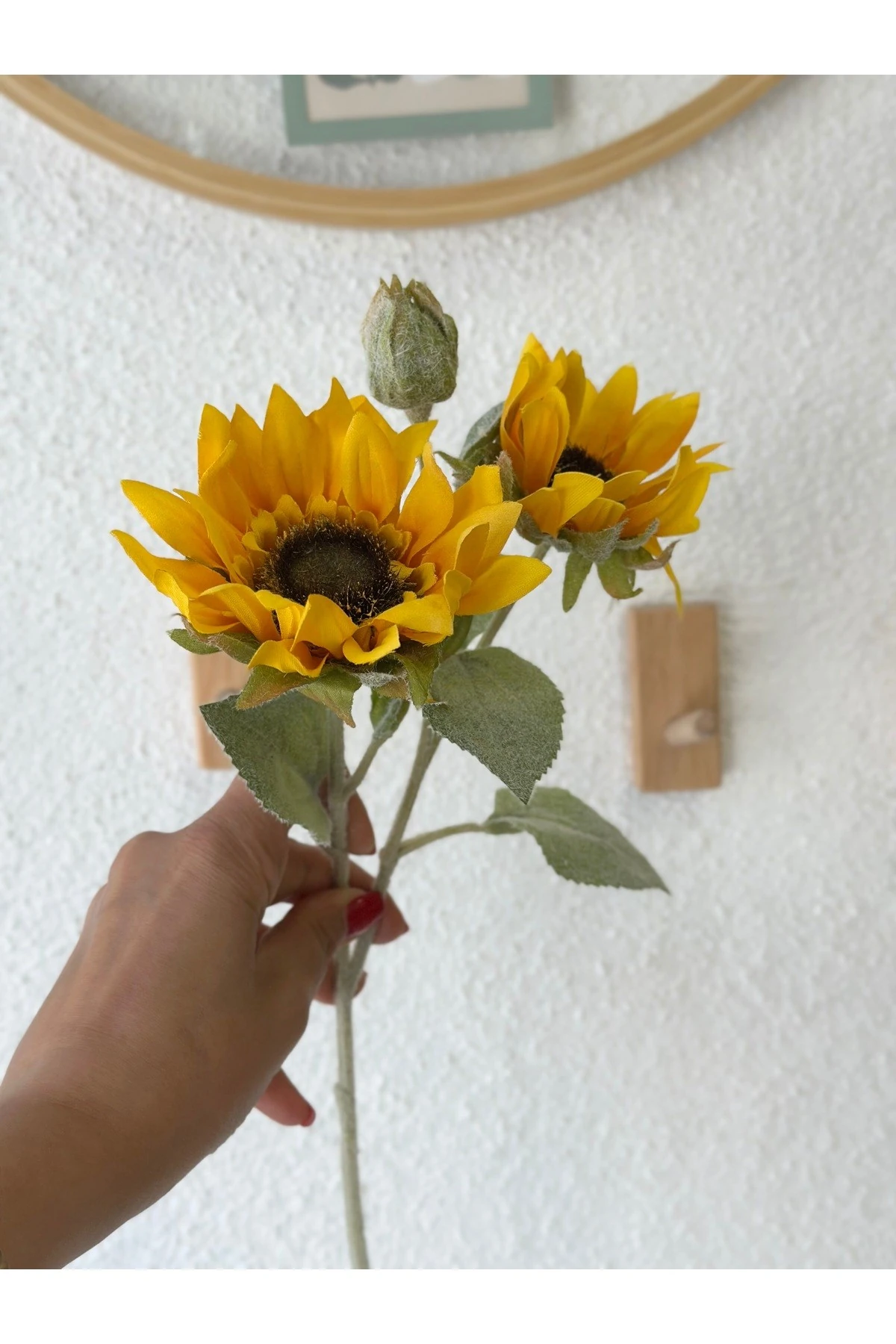 1. Kalite Yapay Ayçiçeği Dalı 45 cm