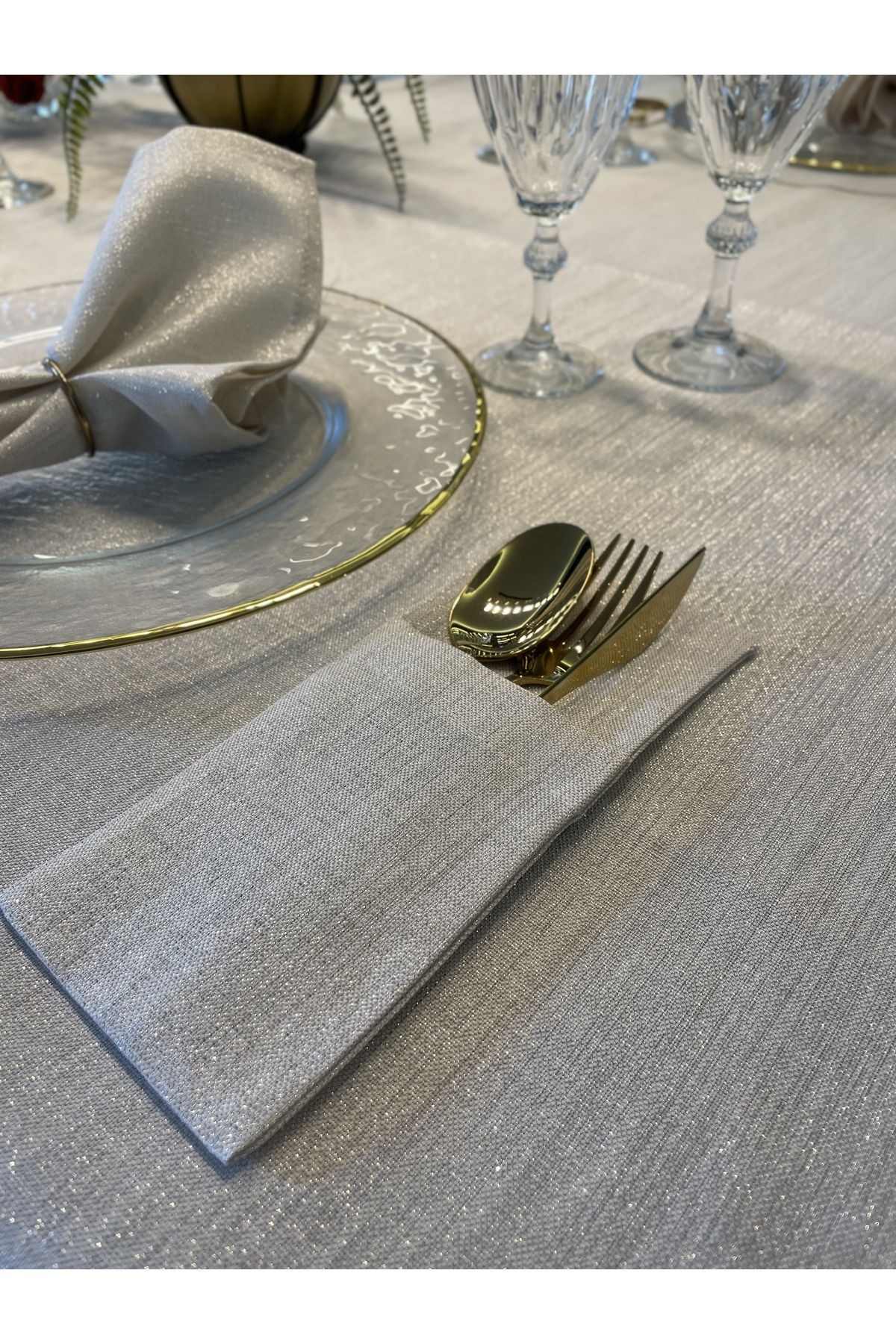Gold Simli Ekru Kaşıklık 6‘ Lı