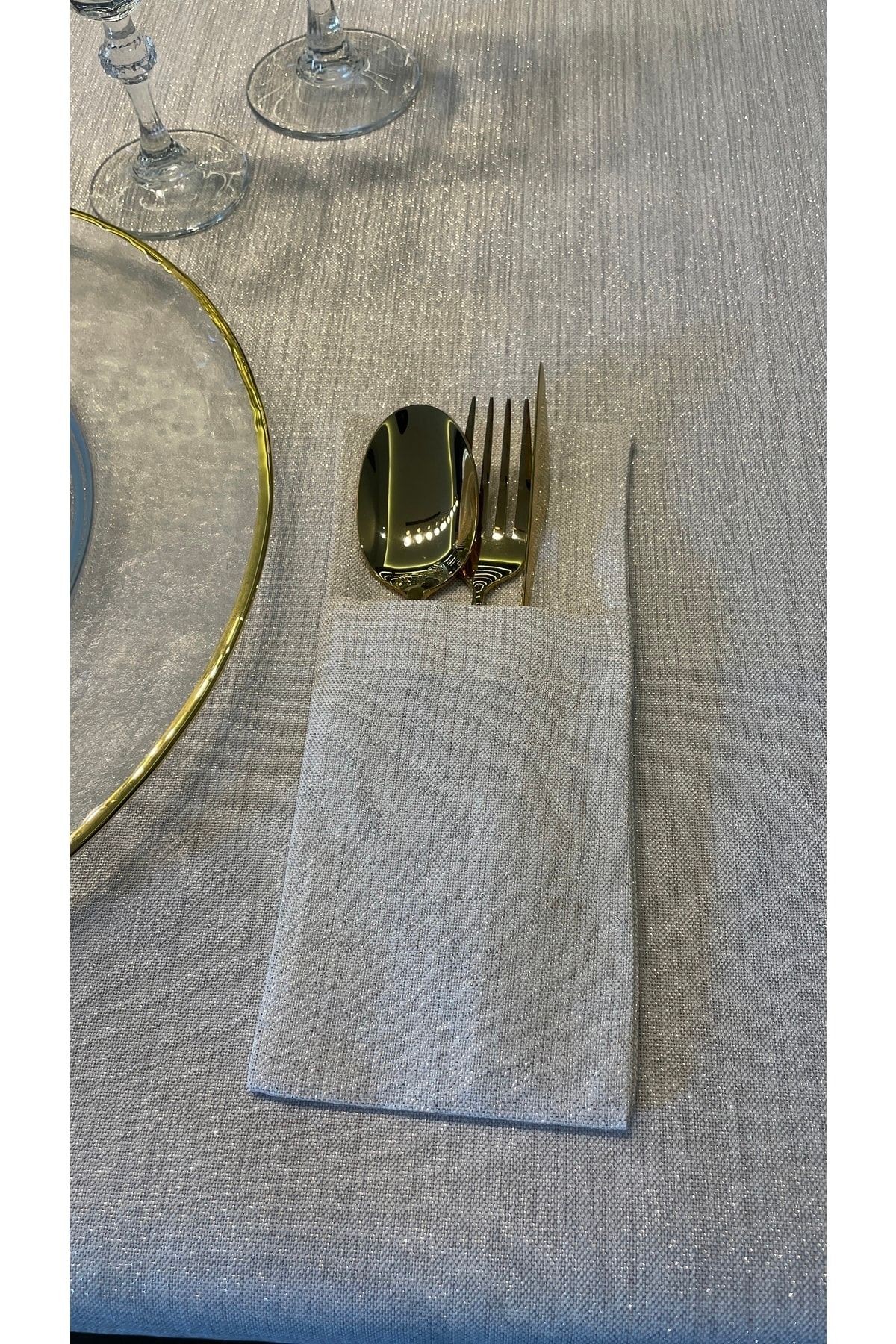 Gold Simli Ekru Kaşıklık 6‘lı
