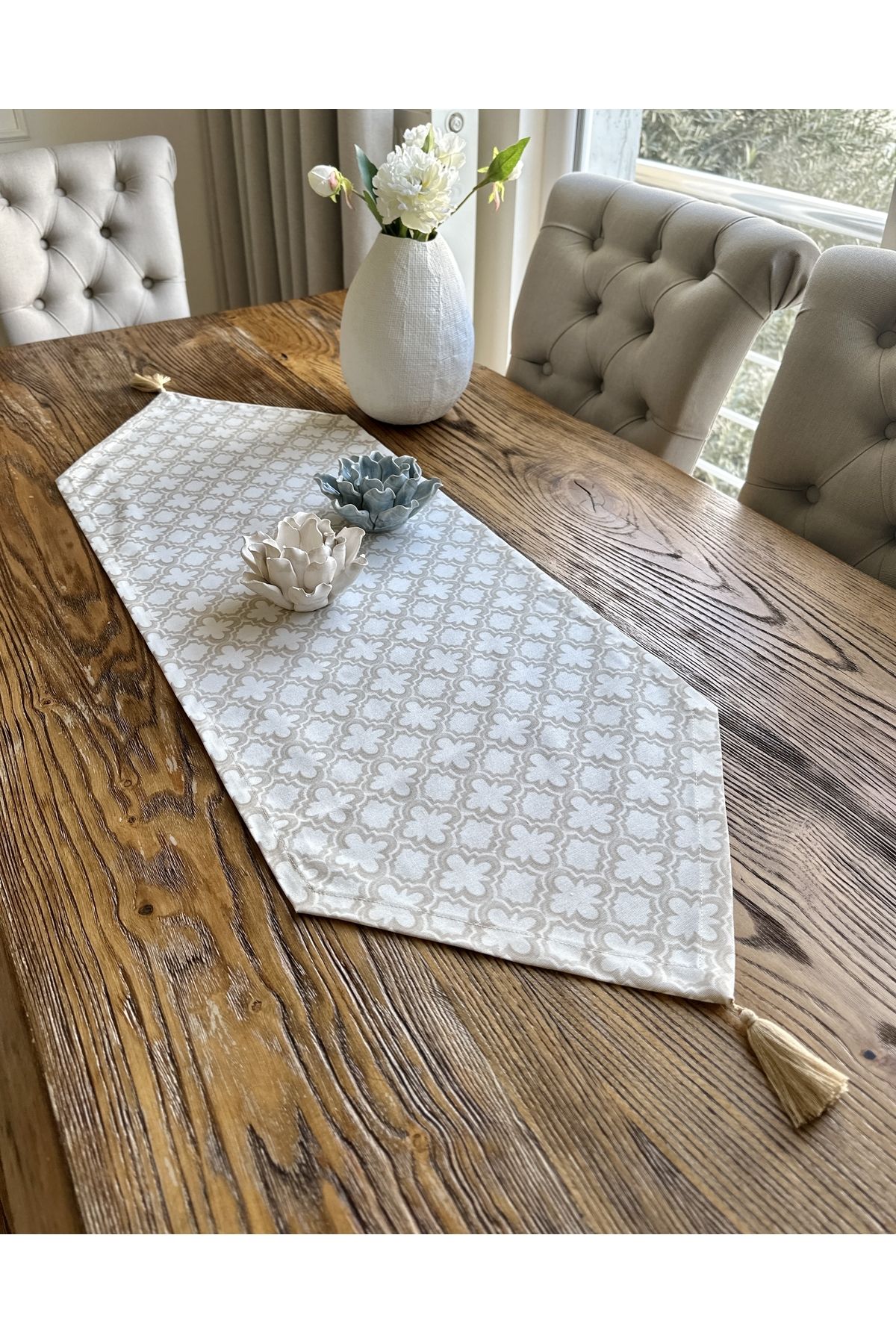 Vintage Püskül Detaylı Bej Runner Leke Tutmaz Dertsiz