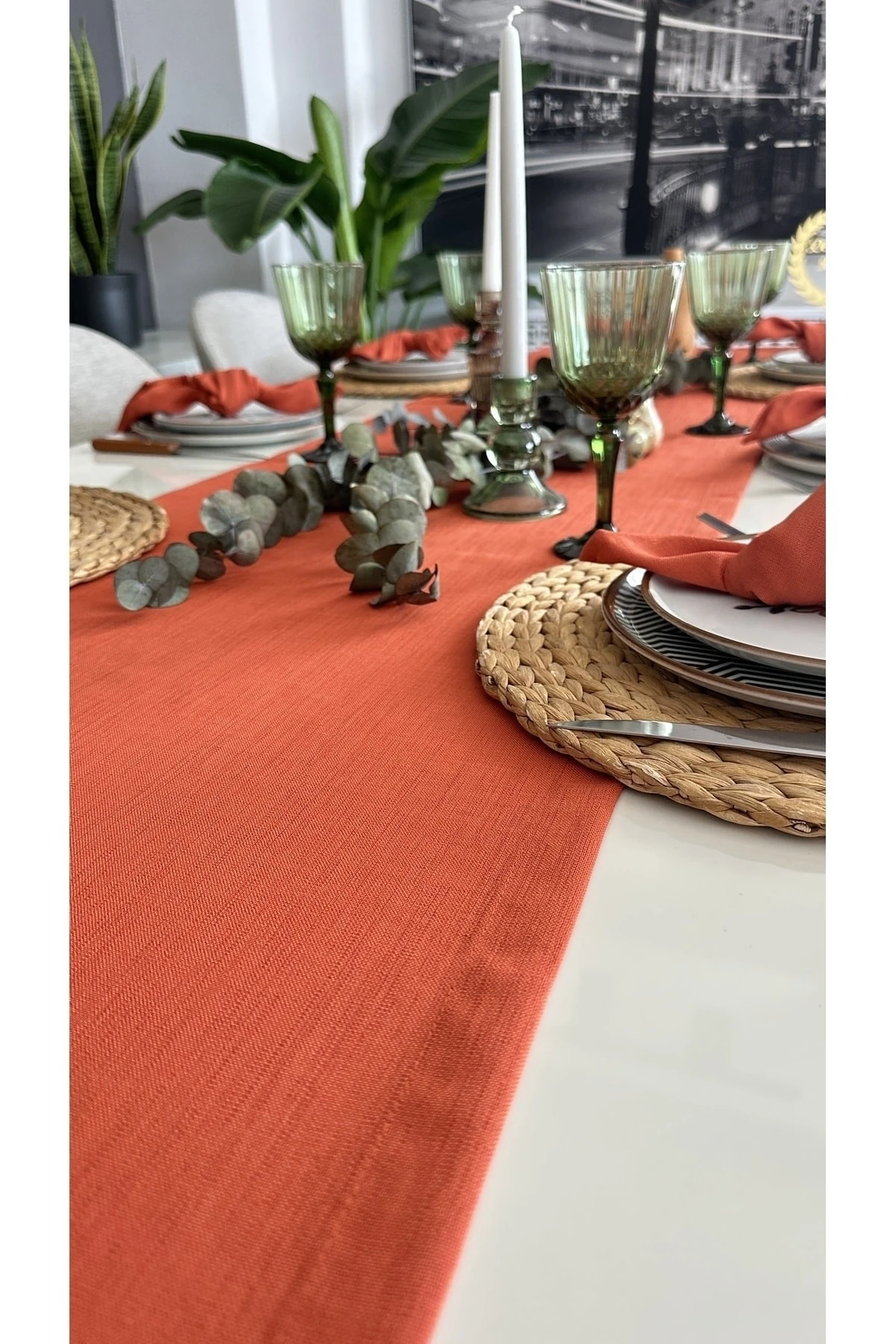 Keten Dokulu Kiremit Tarçın Runner