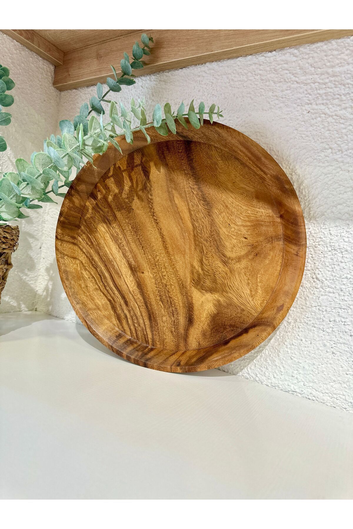 Akasya Ahşap Tepsi 30 Cm Çap