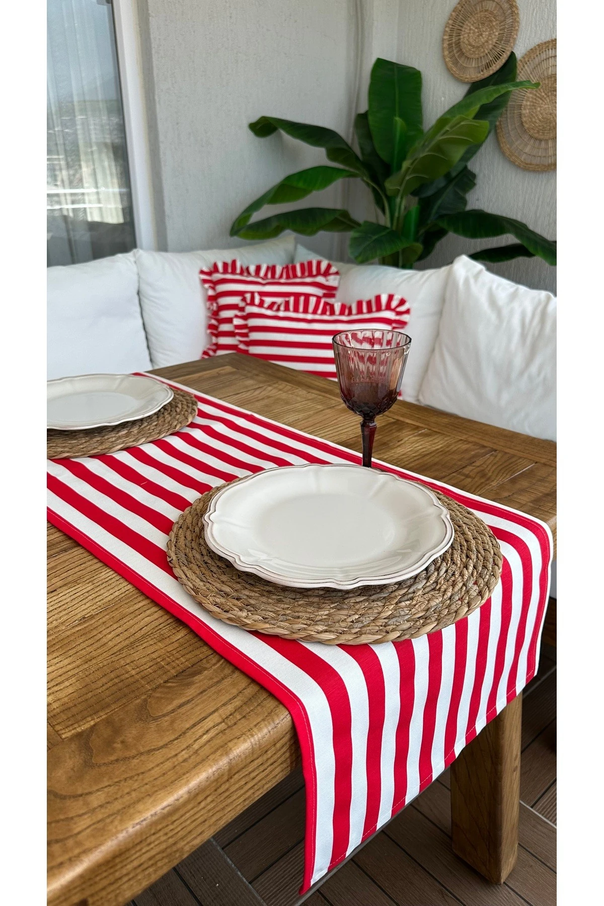 Çizgili Dertsiz Leke Tutmaz, Sıvı Geçirmez Runner - 5