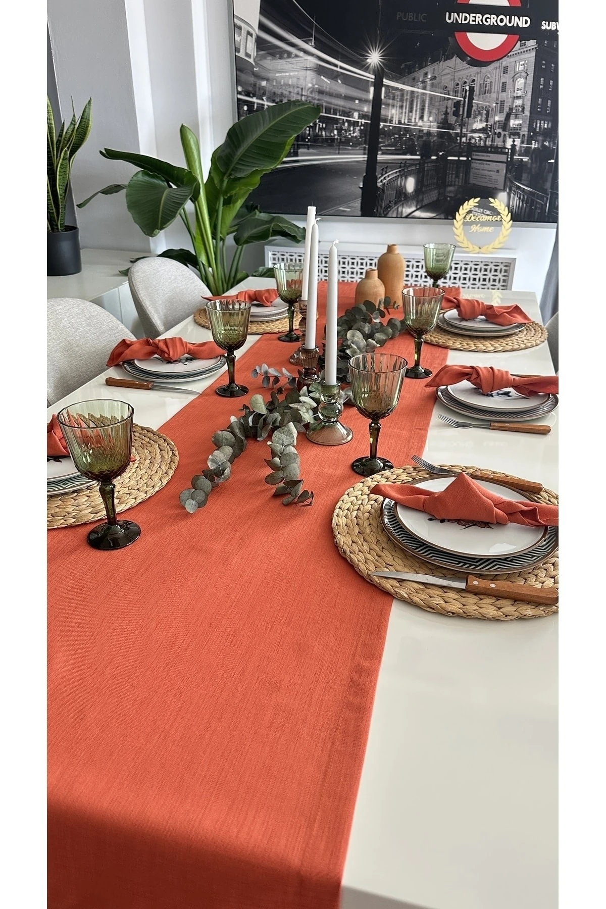 Keten Dokulu Kiremit Tarçın Runner