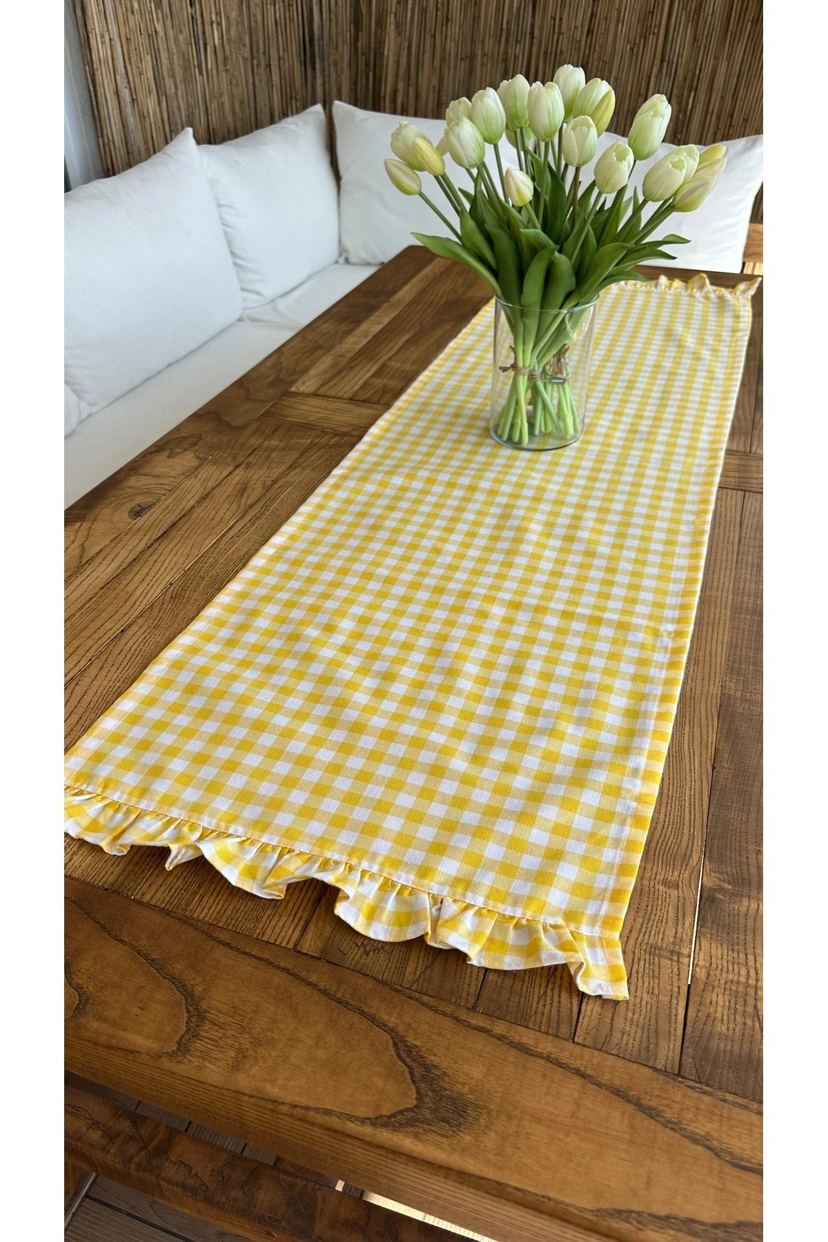 Sarı Pötikareli Fırfırlı Runner