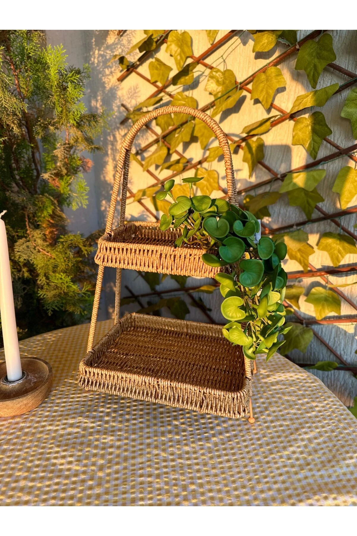 Rattan 2 Katlı Sunumluk Düzenleyici