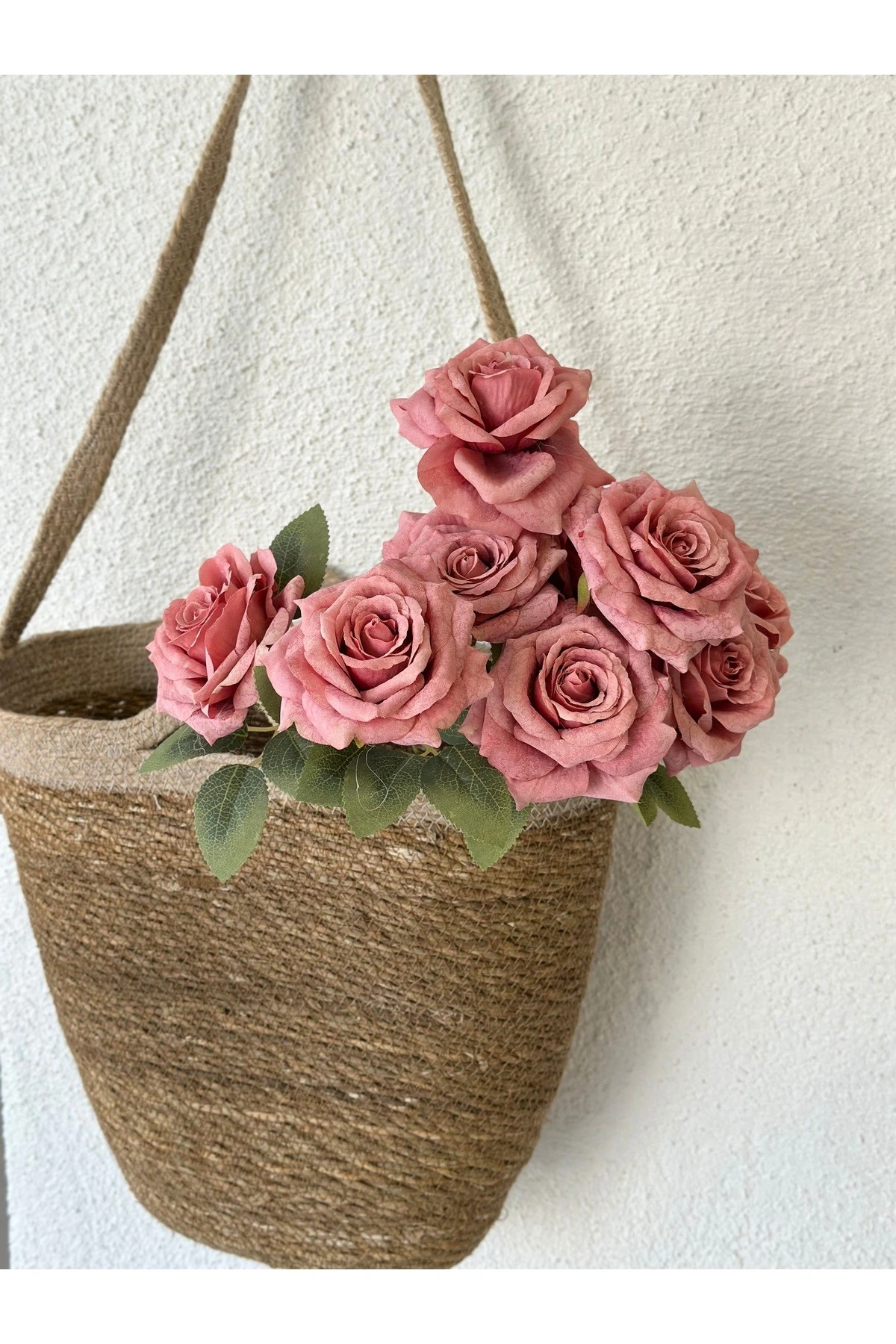 1. Kalite Yapay Pembe Gül Demeti 45 cm