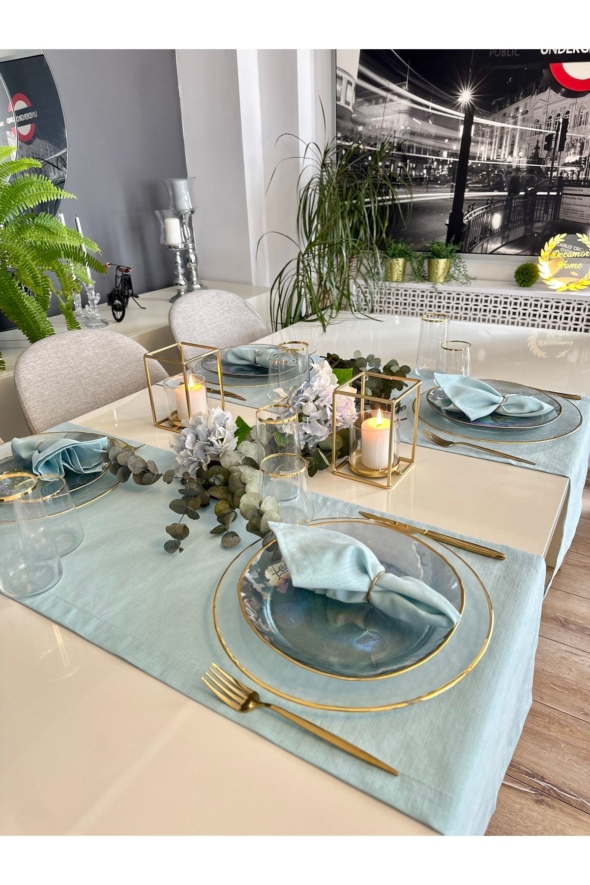 Keten Dokulu Simli Mint Yeşili Dertsiz Runner