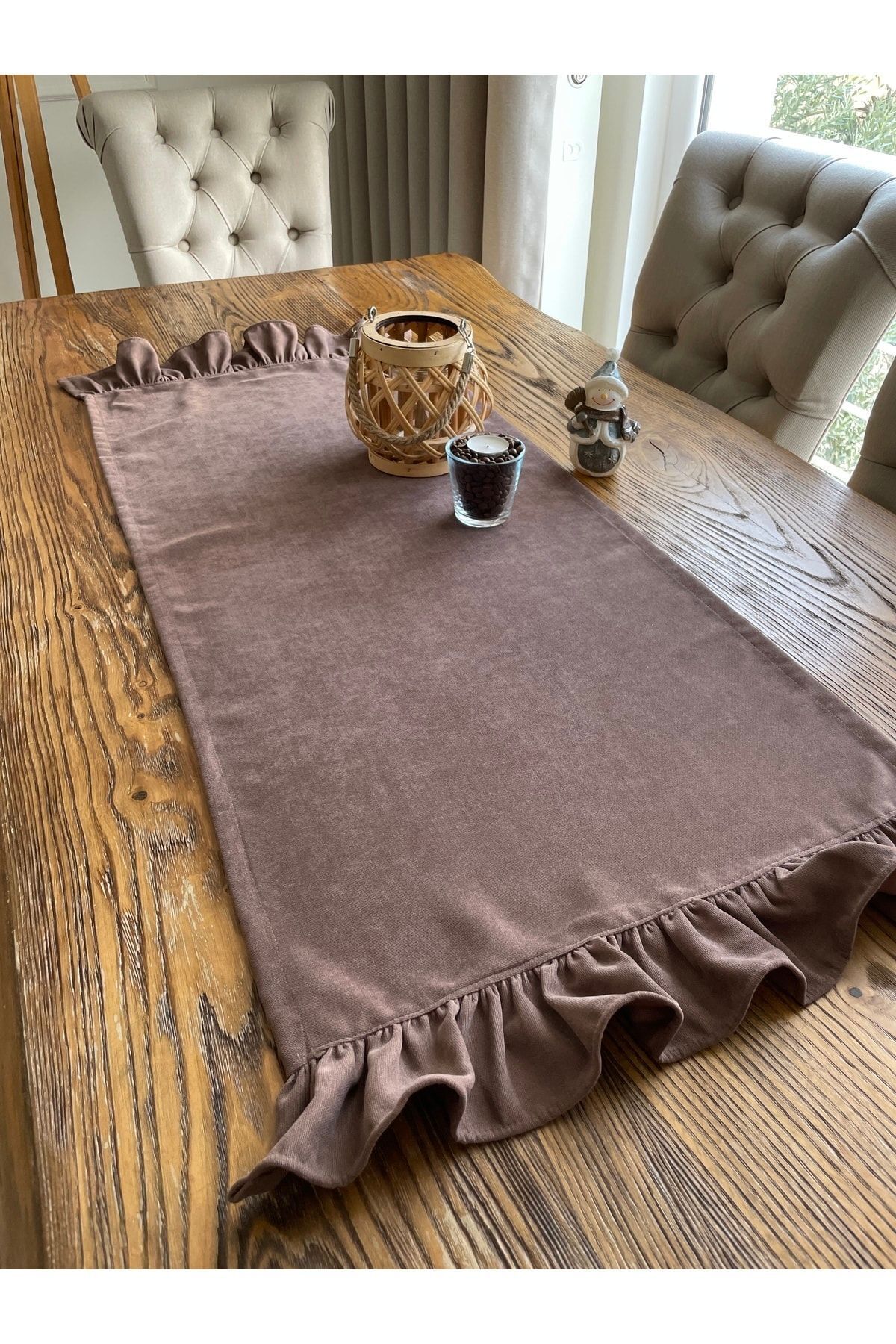 Fırfırlı Kahverengi Vintage Runner