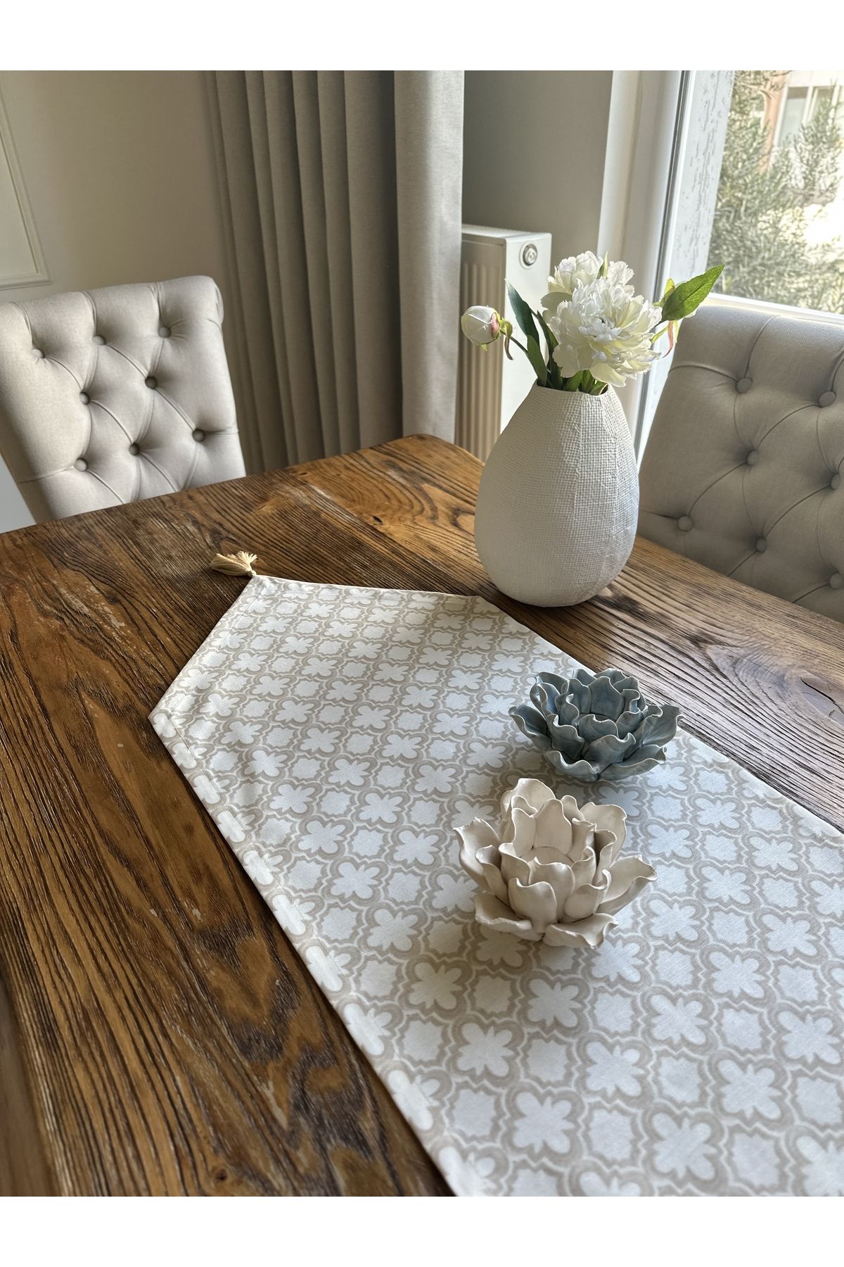 Vintage Püskül Detaylı Bej Runner Leke Tutmaz Dertsiz