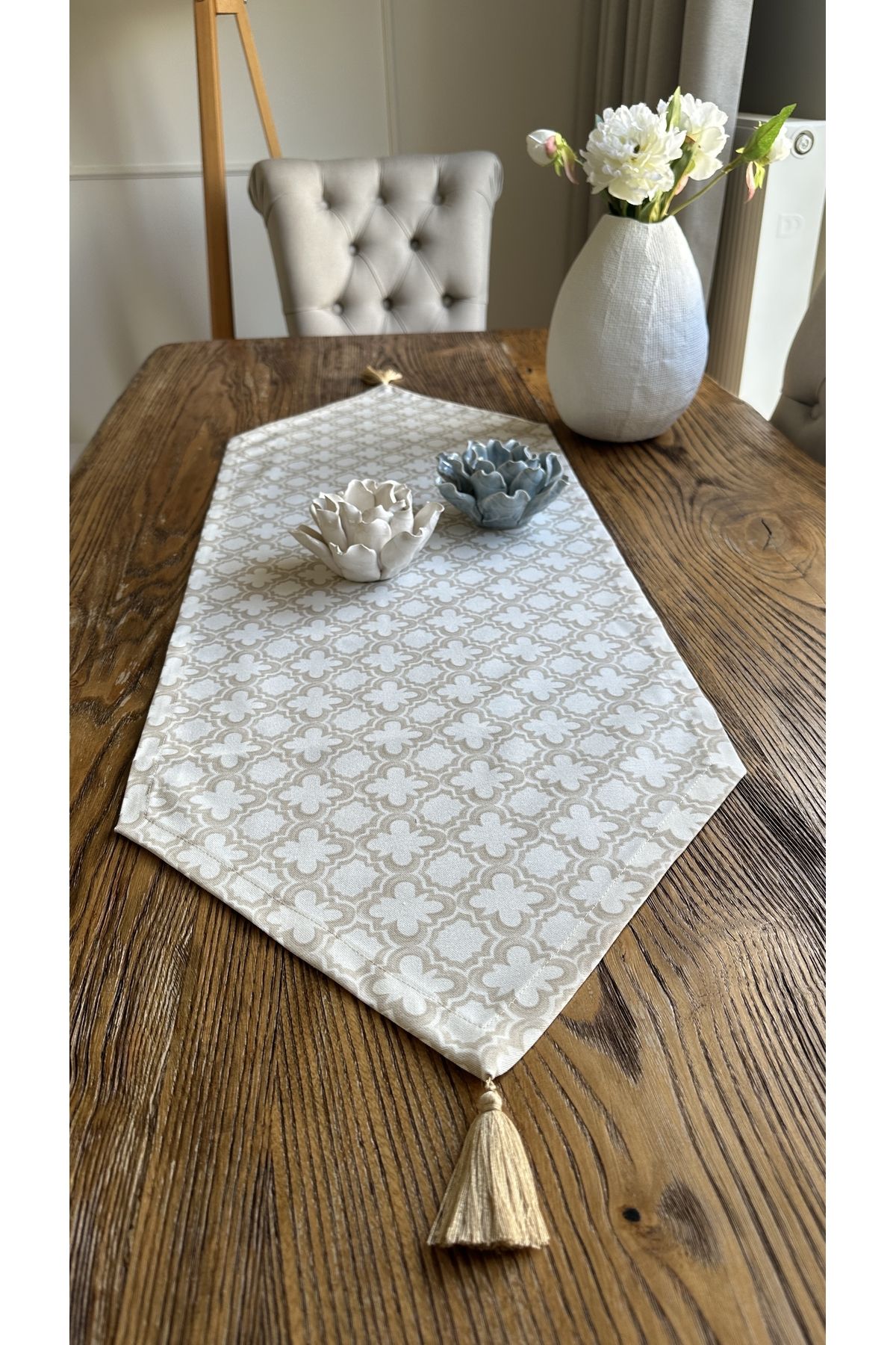 Vintage Püskül Detaylı Bej Runner Leke Tutmaz Dertsiz