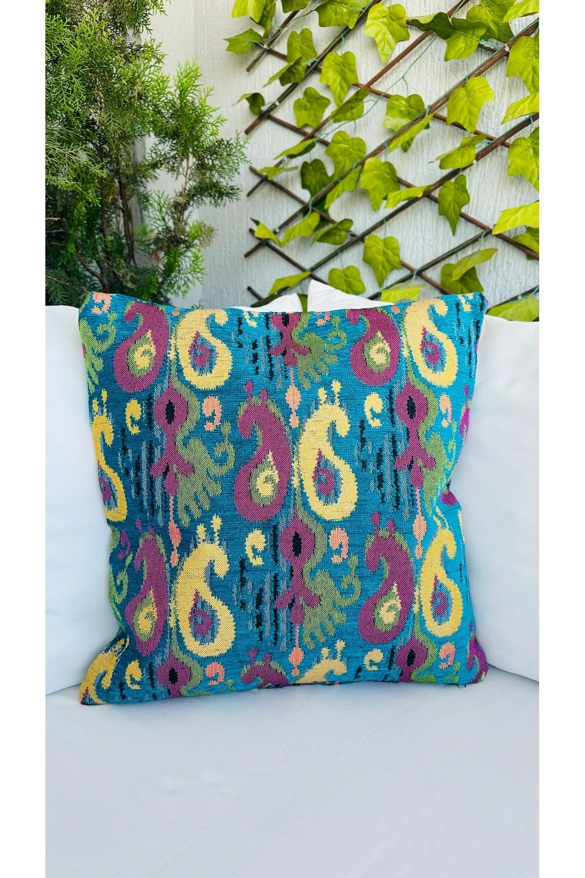 Dokuma Kumaş Yeşil Pembe Kırkent Kılıfı