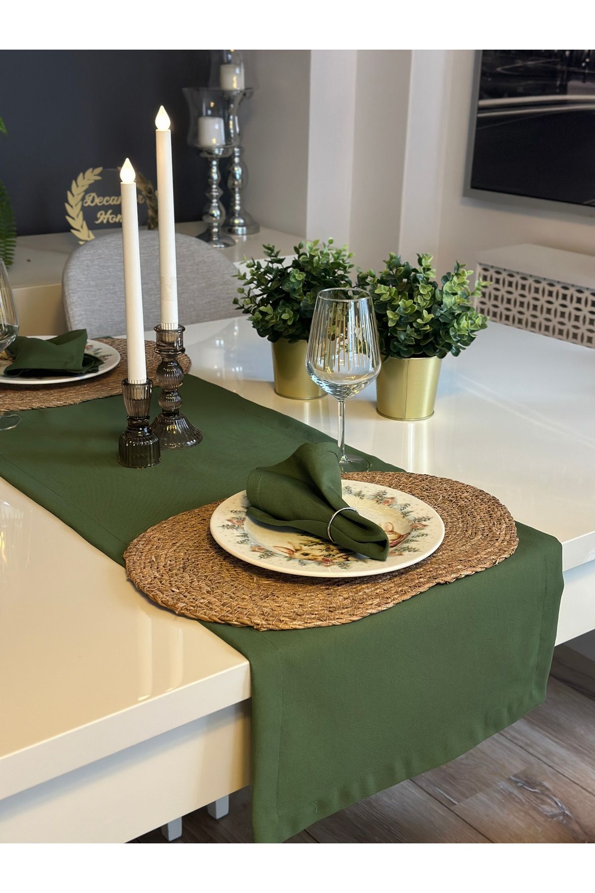 Pamuklu Dertsiz Leke Tutmaz Yeşil Kısa Runner