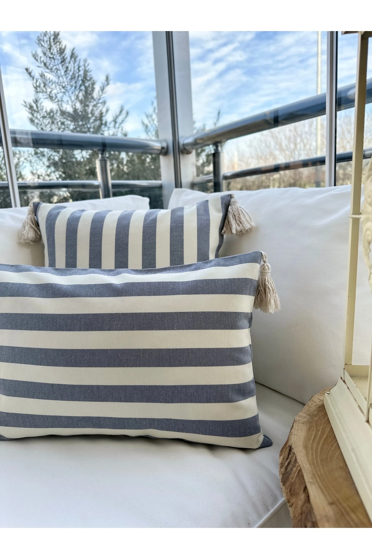 2‘li Keten Püskül Detaylı Kırlent Seti - 1