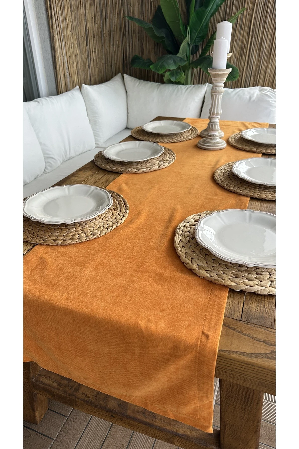 Kadife Dokulu Dertsiz Turuncu Runner