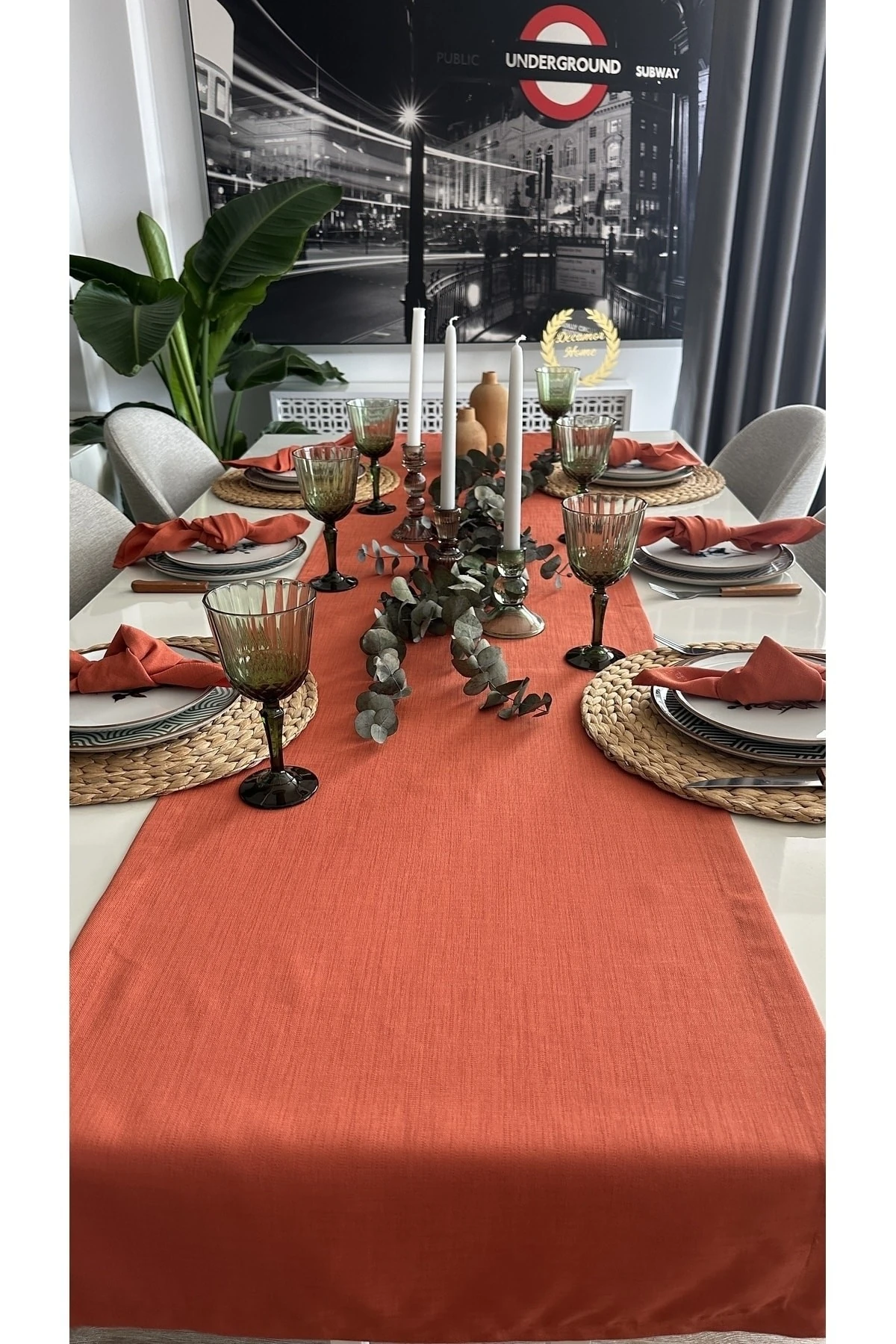 Keten Dokulu Kiremit Tarçın Runner