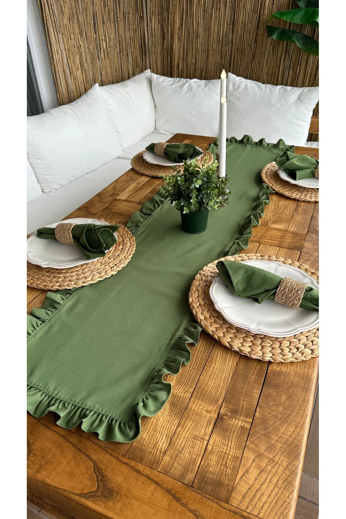 Tam Fırfırlı Runner Leke Tutmaz 40x160 cm 