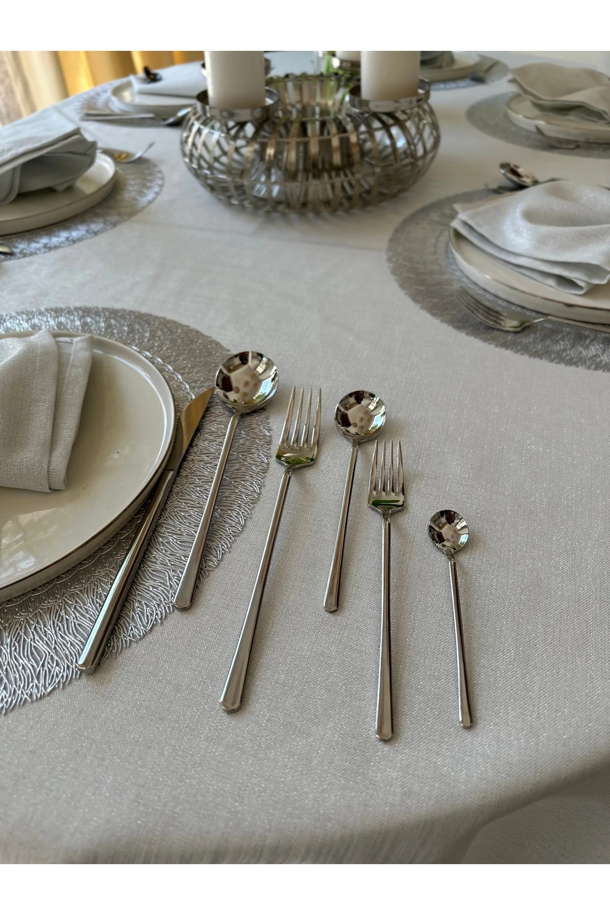 Gold-Gümüş Metal 36 Parça Çatal Kaşık Bıçak Takımı