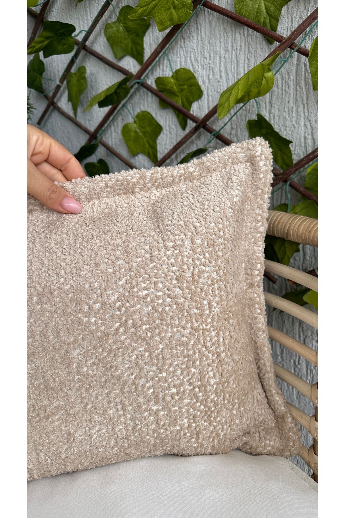 Soft Bej Bohem Kırlent Kılıfı