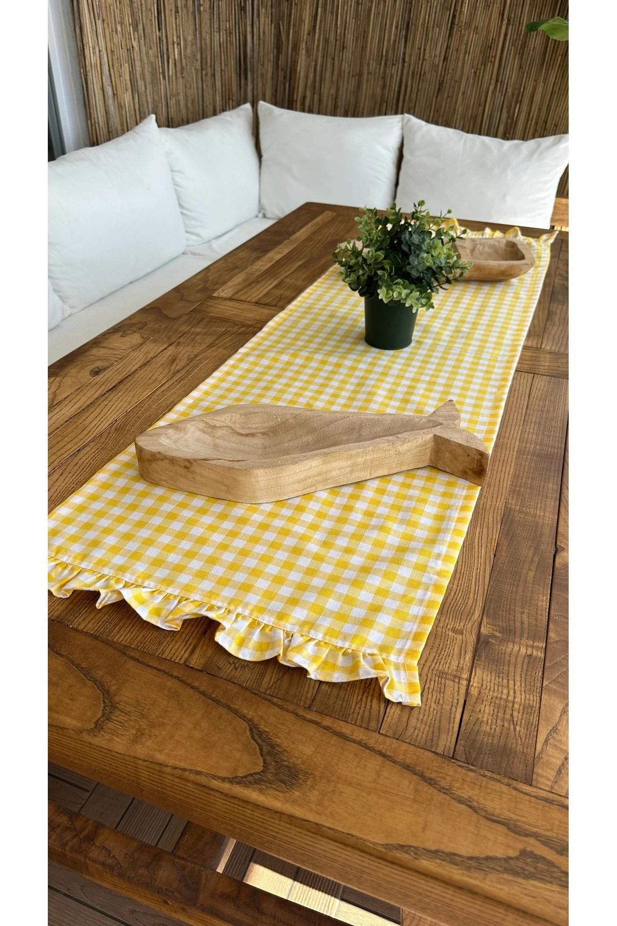 Sarı Pötikareli Fırfırlı Runner