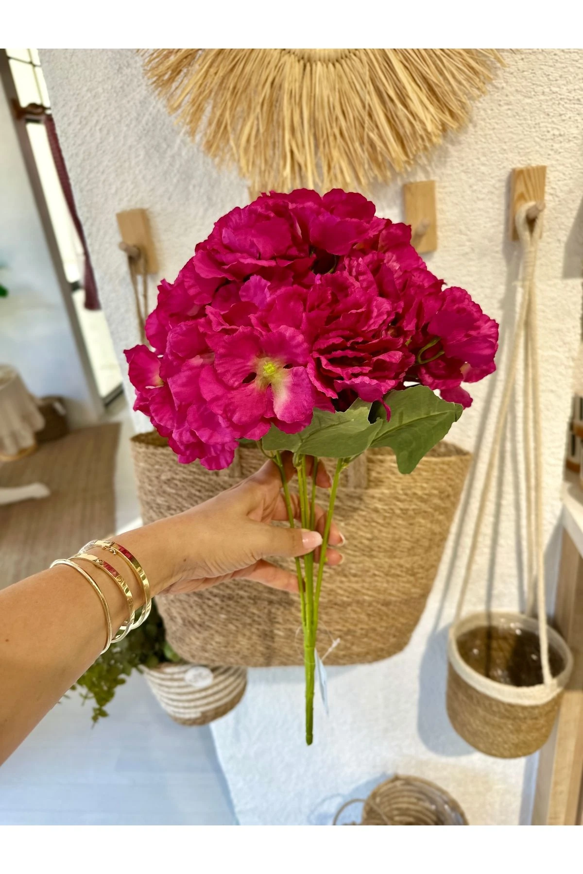 Büyük Demet Yapay Fuşya Pembe Ortanca