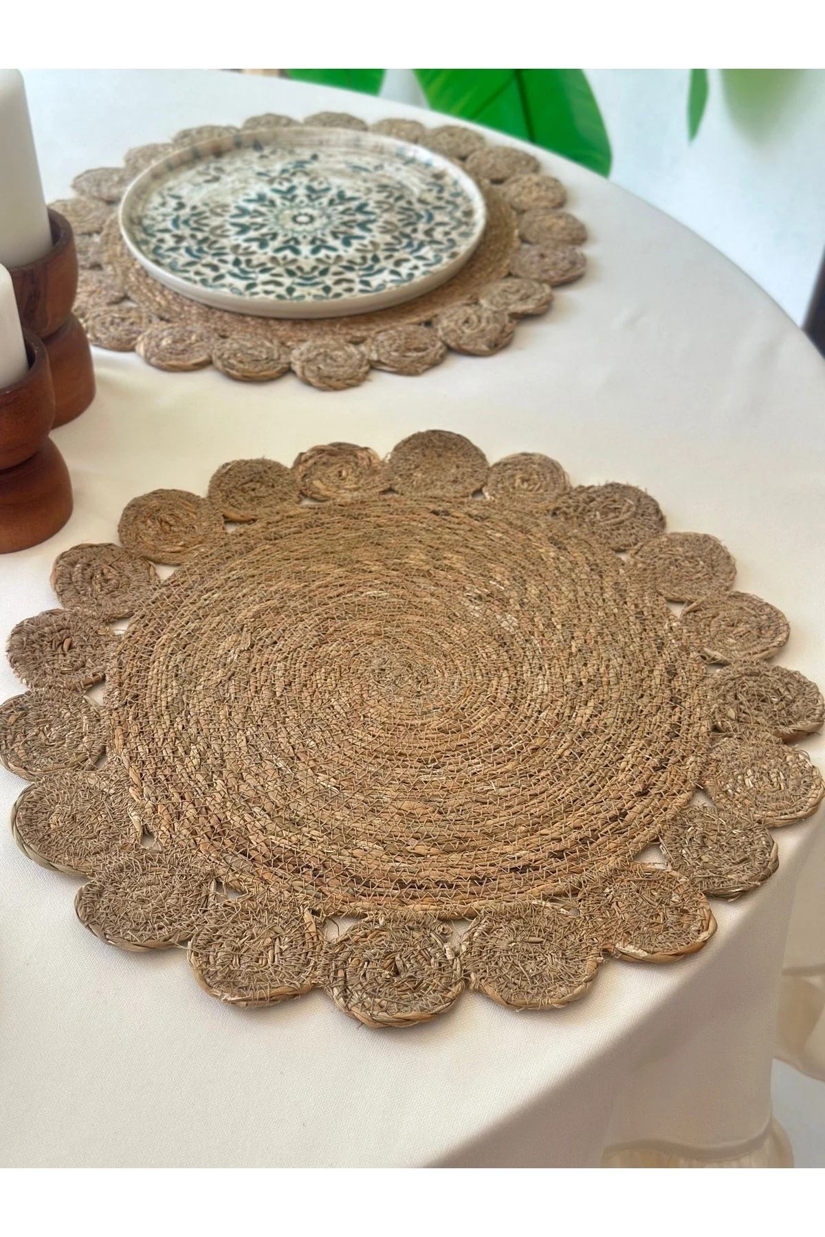 6 Ad Çiçek Desen Hasır Amerikan Servis Hasır Supla