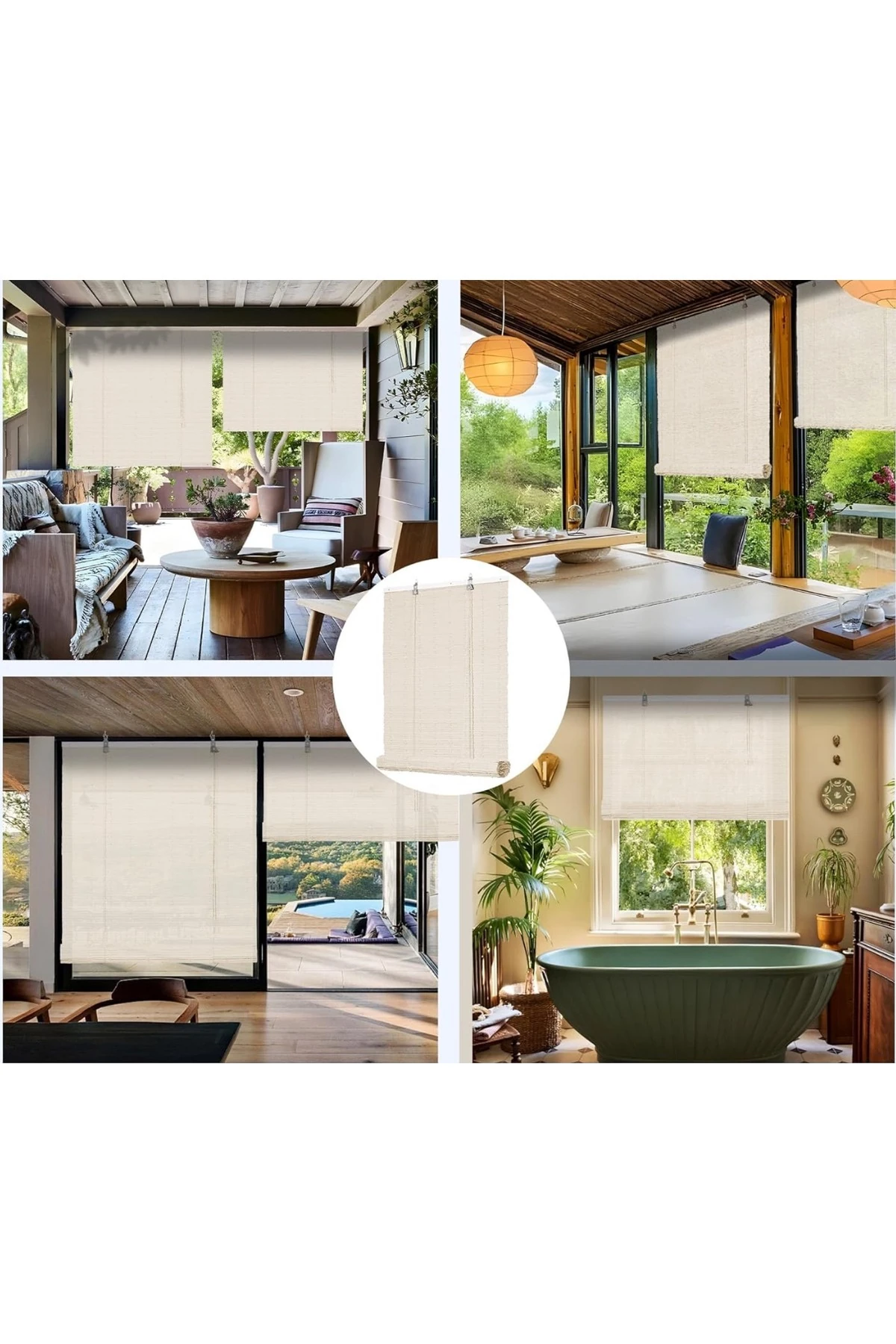 Ekru Rattan Stor Perde 80 x 180 cm