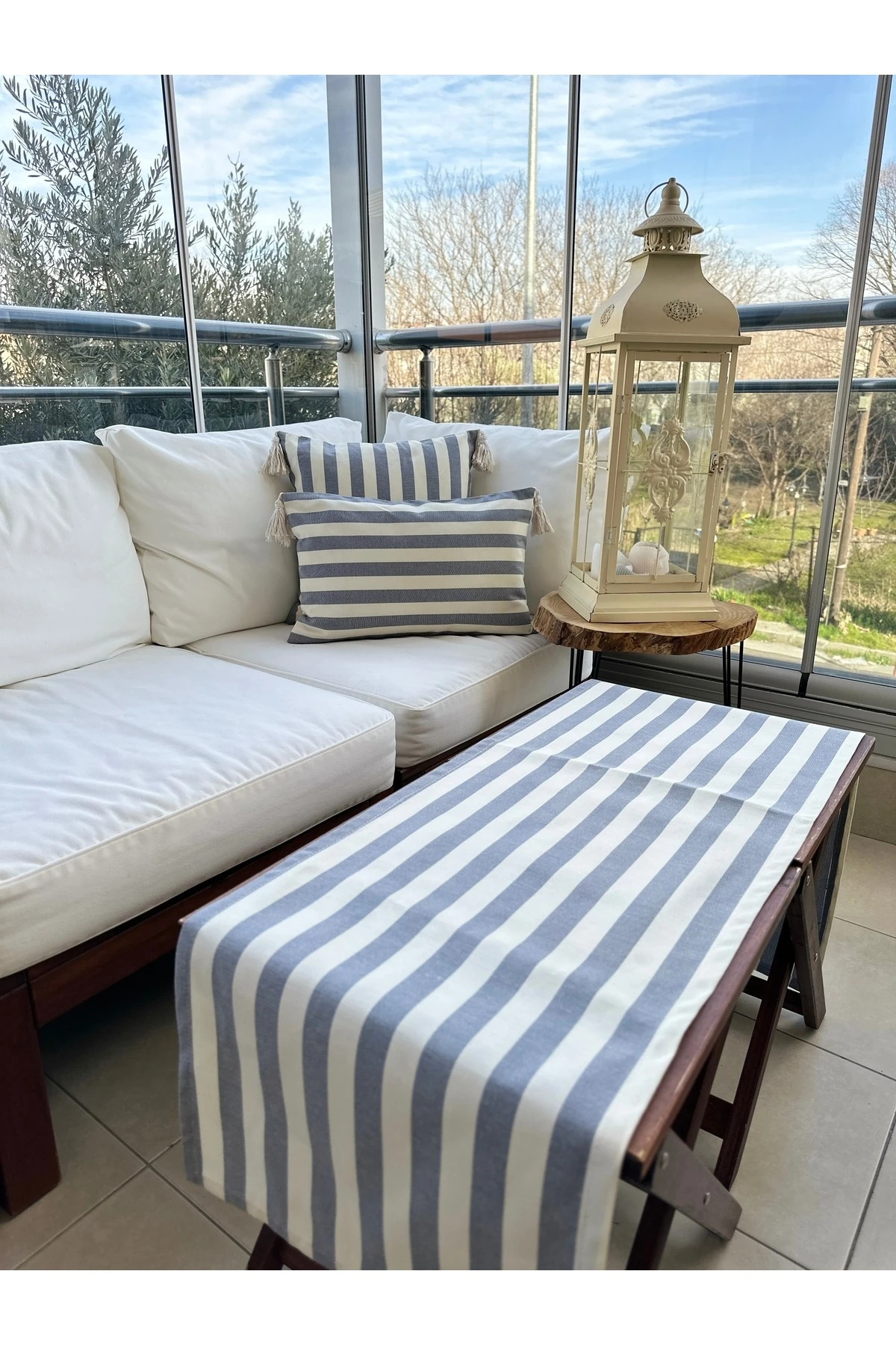 2‘li Keten Püskül Detaylı Kırlent Seti - 1